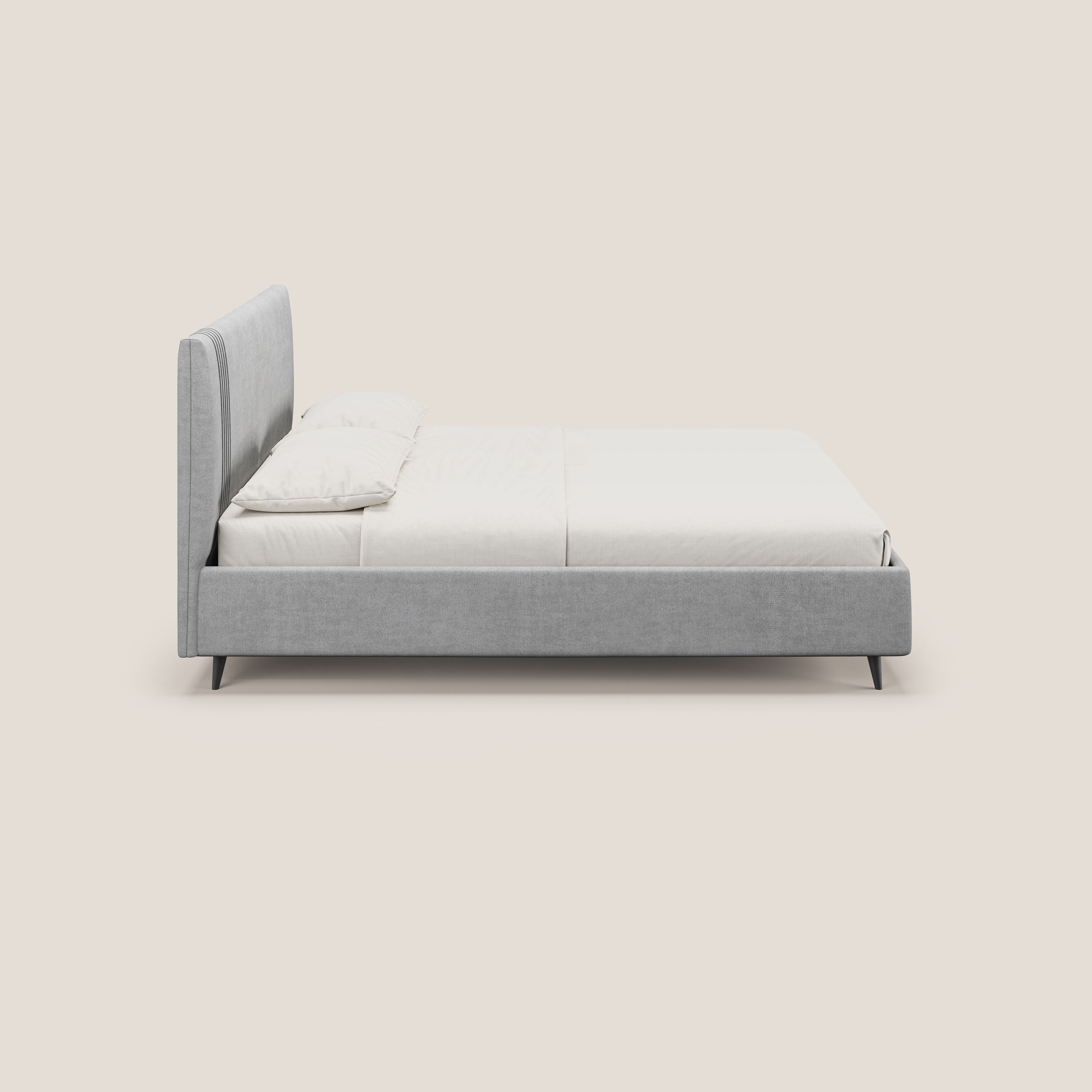 Yvonne letto contenitore in morbido tessuto impermeabile T02 grigio chiaro - divani.store