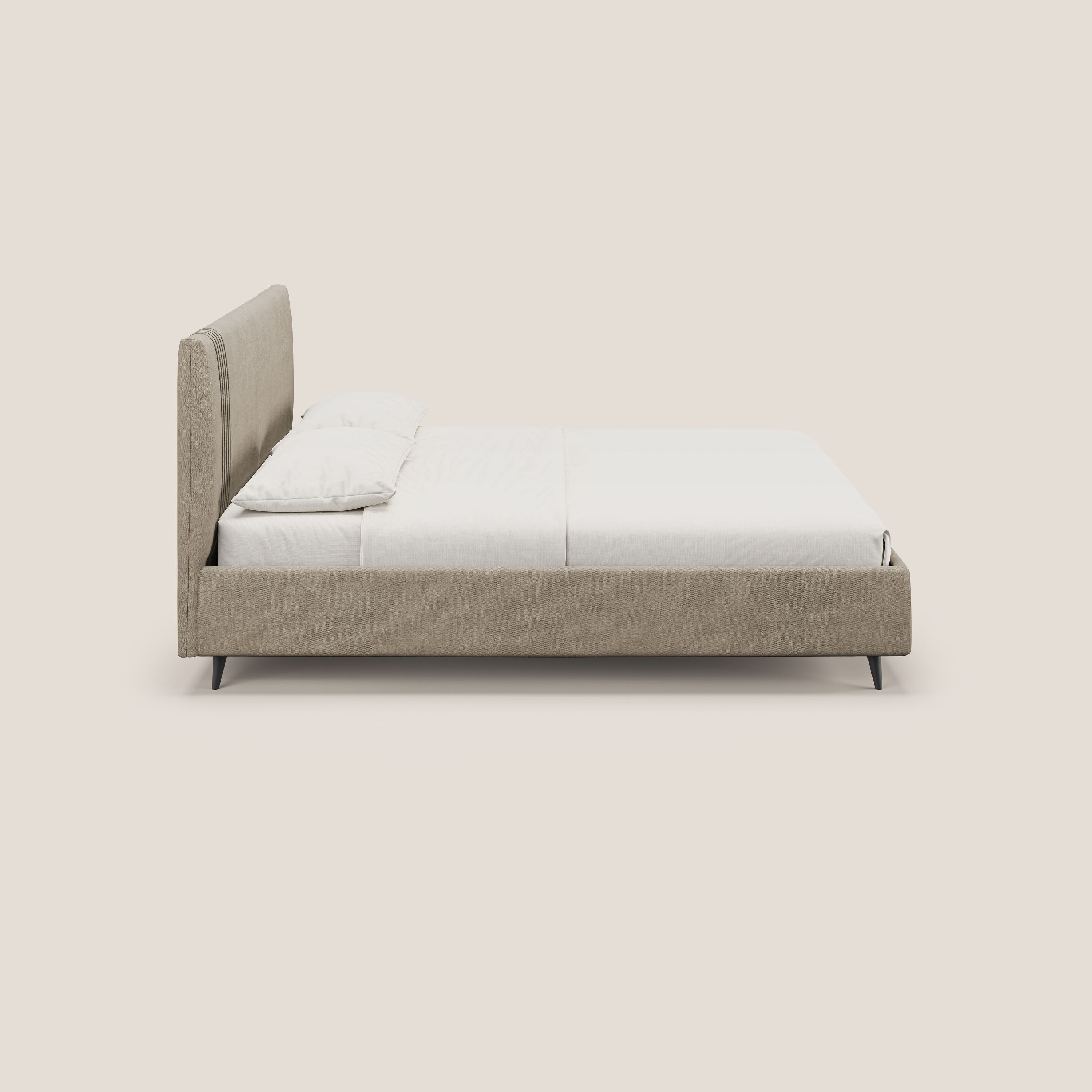 Yvonne letto contenitore in morbido tessuto impermeabile T02 beige - divani.store