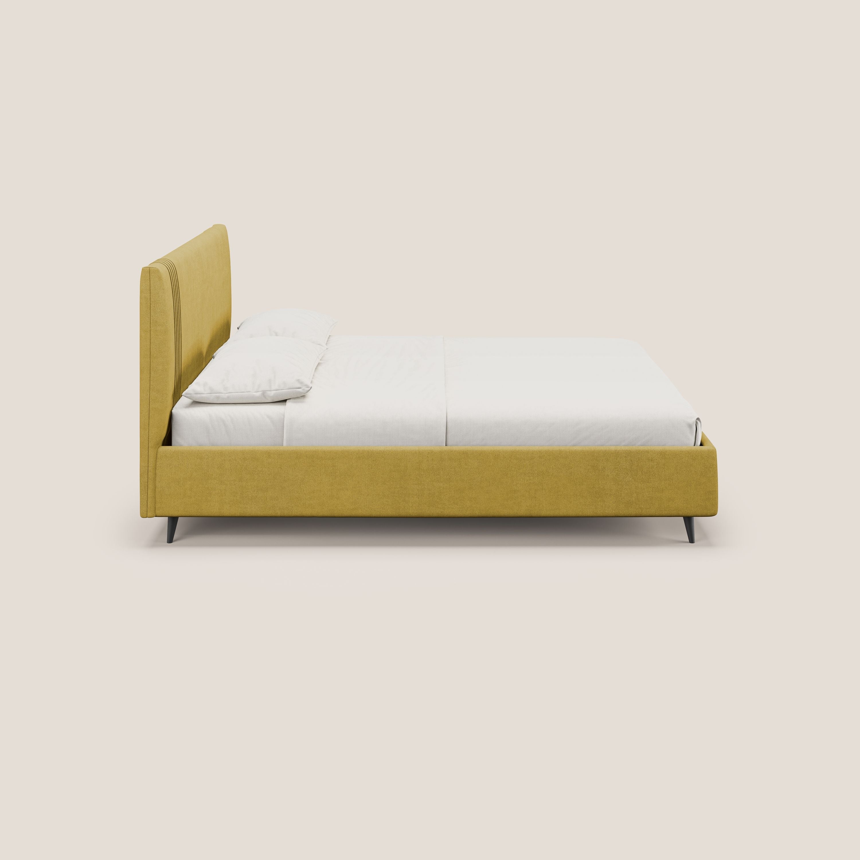 Yvonne letto contenitore in morbido tessuto impermeabile T02 giallo - divani.store