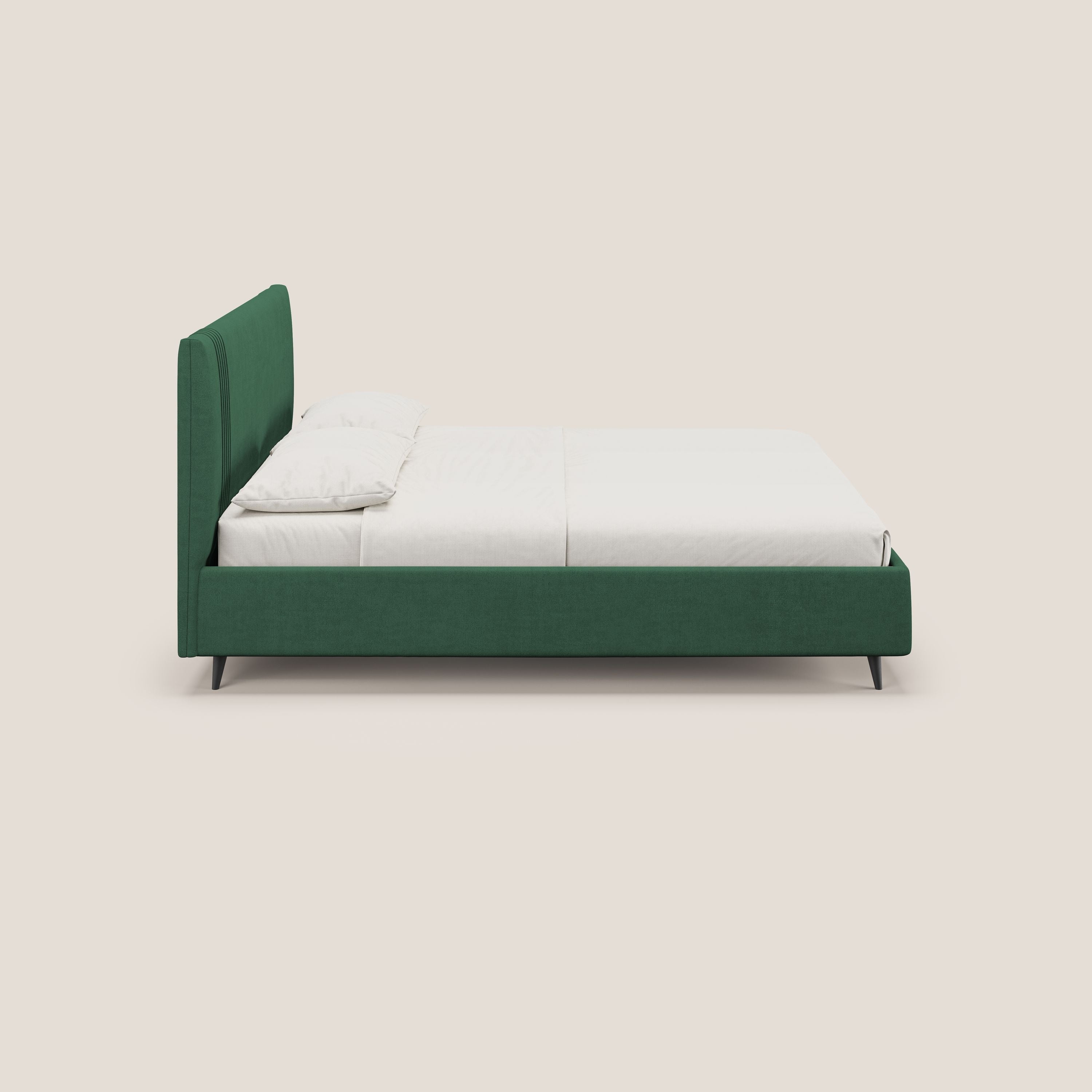 Yvonne letto contenitore in morbido tessuto impermeabile T02 verde - divani.store