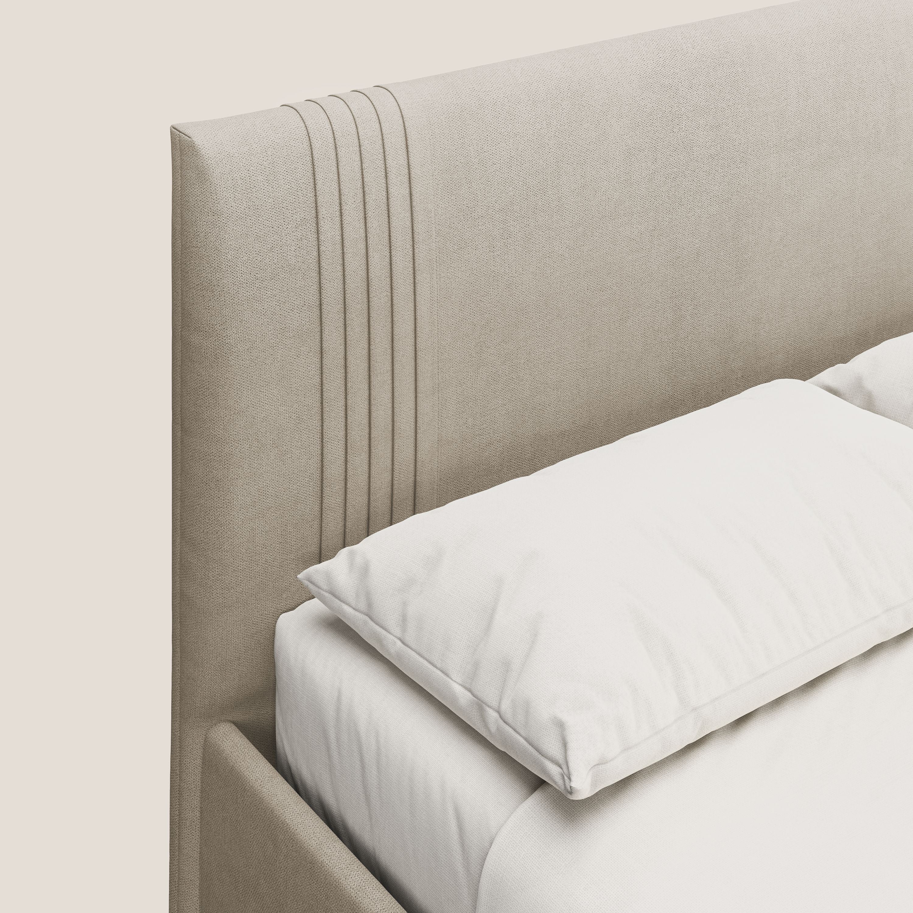 Yvonne letto contenitore in morbido tessuto impermeabile T02 beige - divani.store