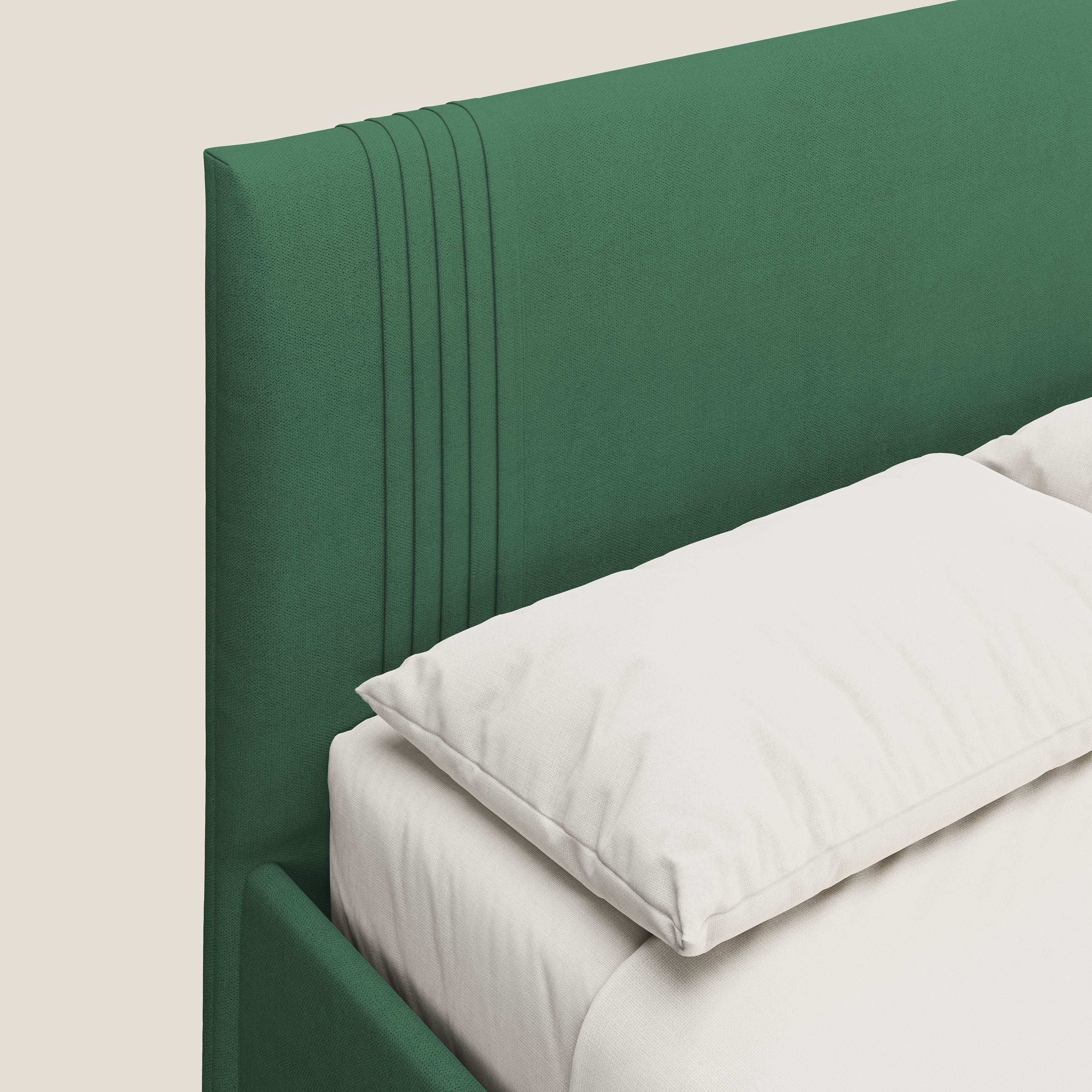 Yvonne letto contenitore in morbido tessuto impermeabile T02 verde - divani.store