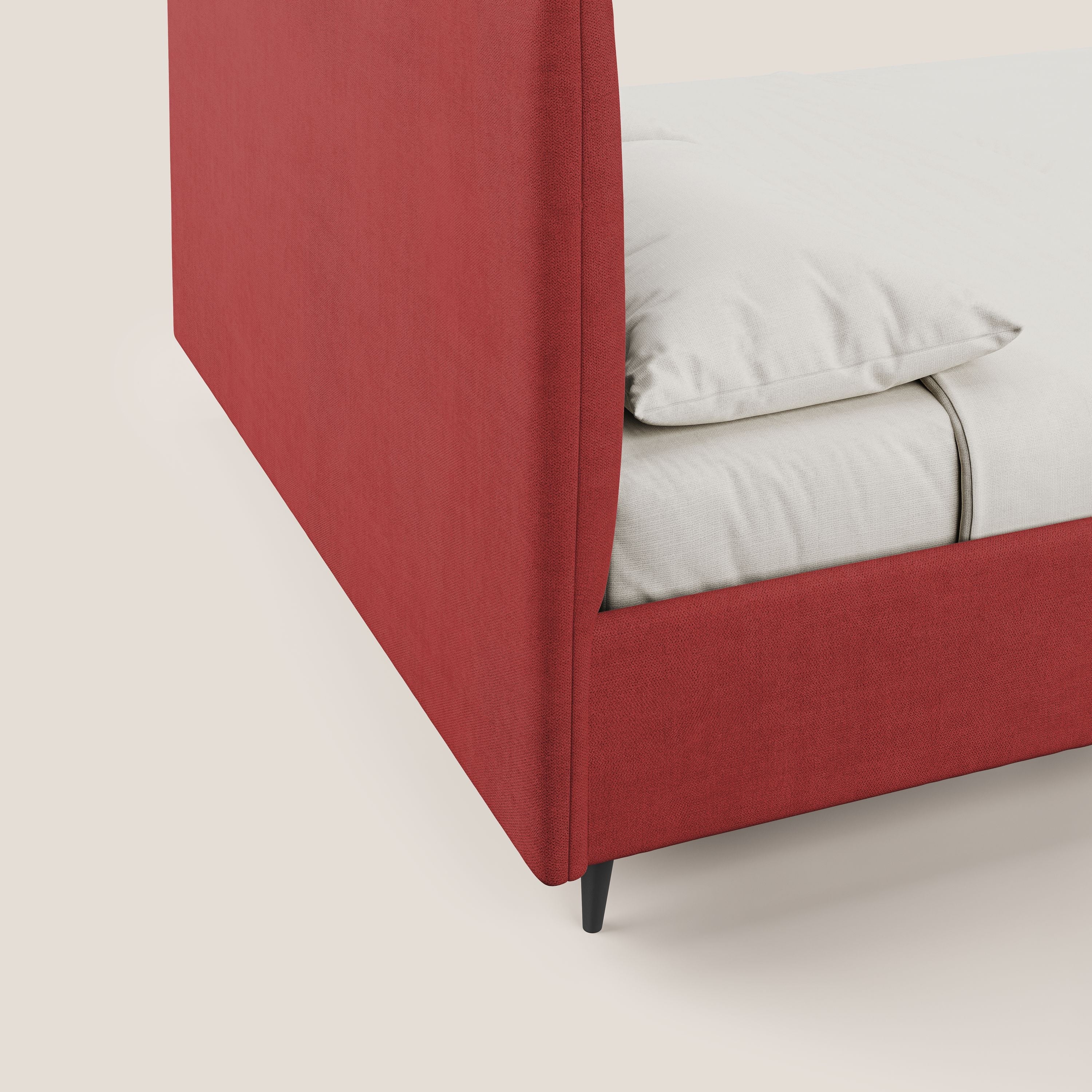 Yvonne letto contenitore in morbido tessuto impermeabile T02 rosso - divani.store
