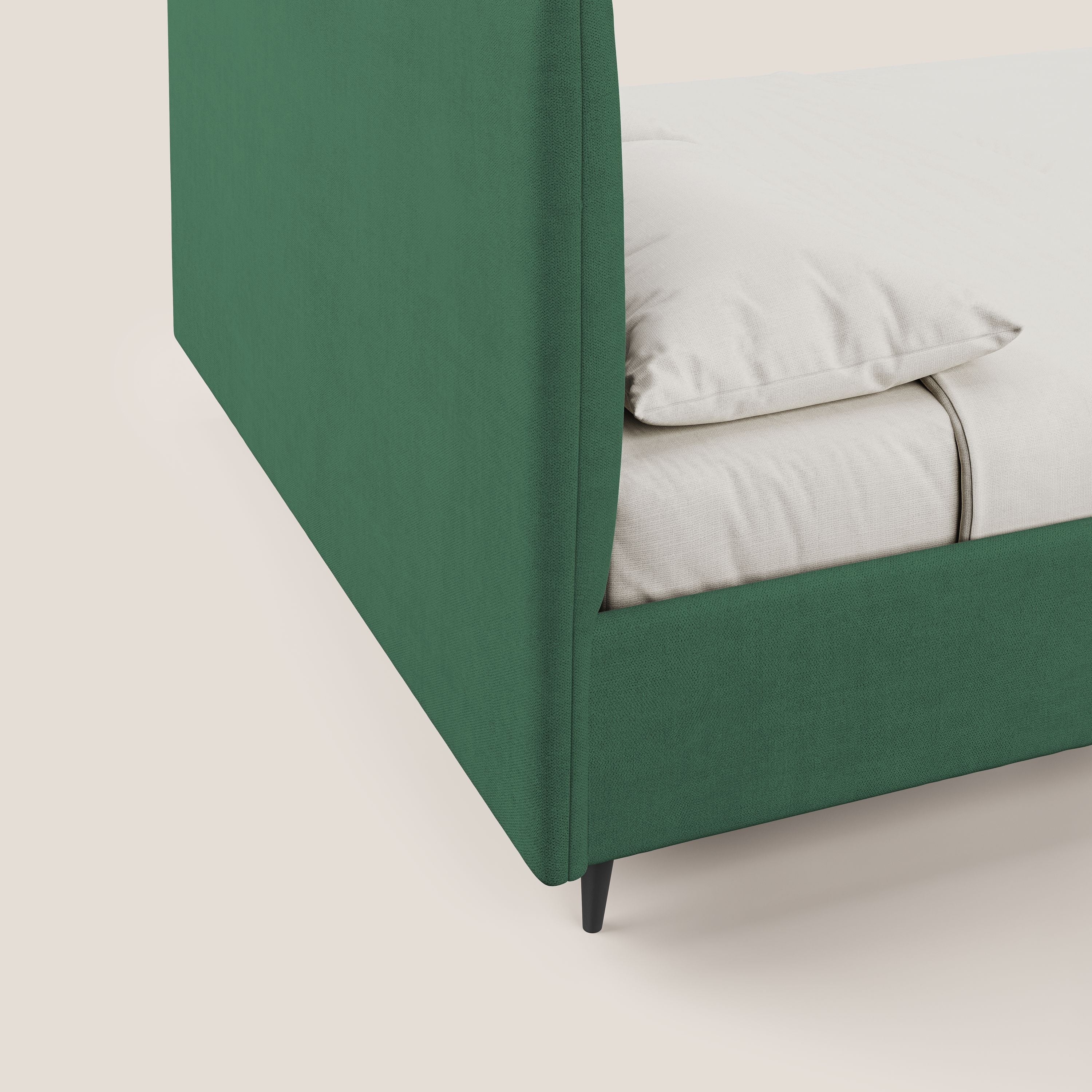 Yvonne letto contenitore in morbido tessuto impermeabile T02 verde - divani.store