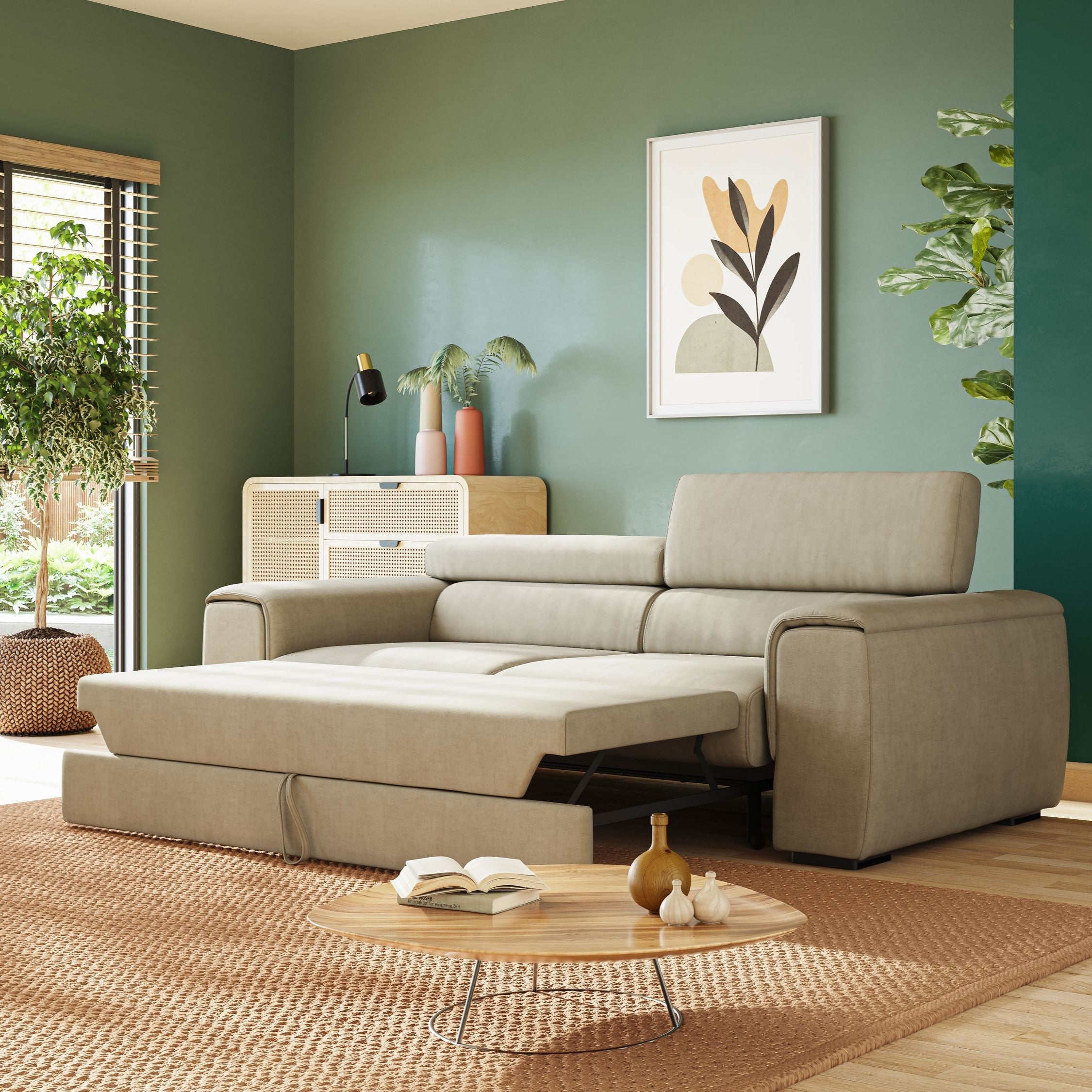 Zeno Divano con pouf estraibile poggiapiedi in tessuto morbido impermeabile T02 - divani.store