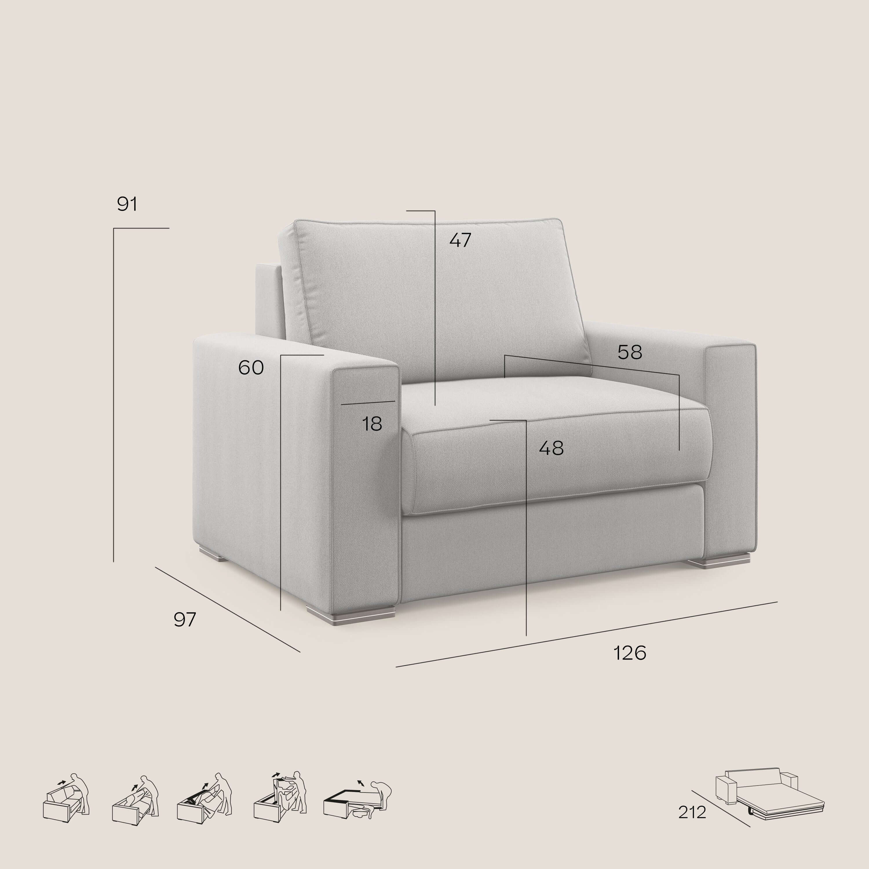 Dream poltrona letto in tessuto smacchiabile T05 verde - divani.store