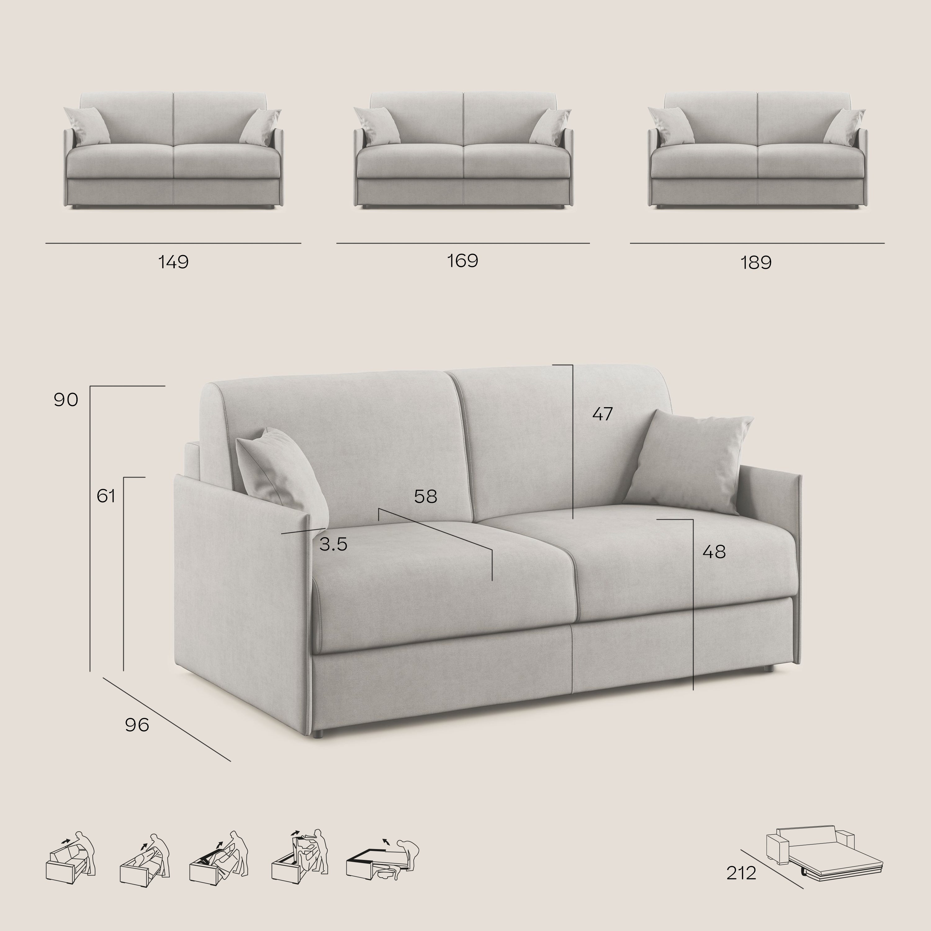 Evans Divano letto in morbido tessuto impermeabile T02 grigio - divani.store