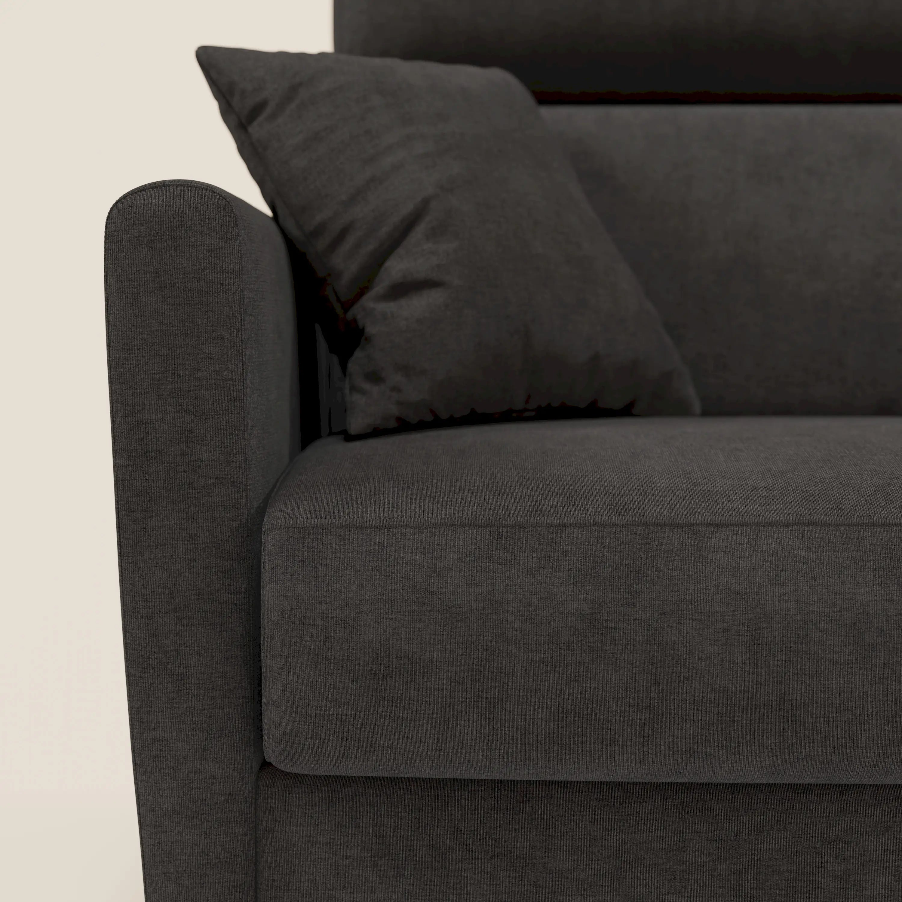 Francy  canapé d'angle convertible déhoussable - méridienne avec coffre et têtières inclinables en tissu détachable T17 anthracite