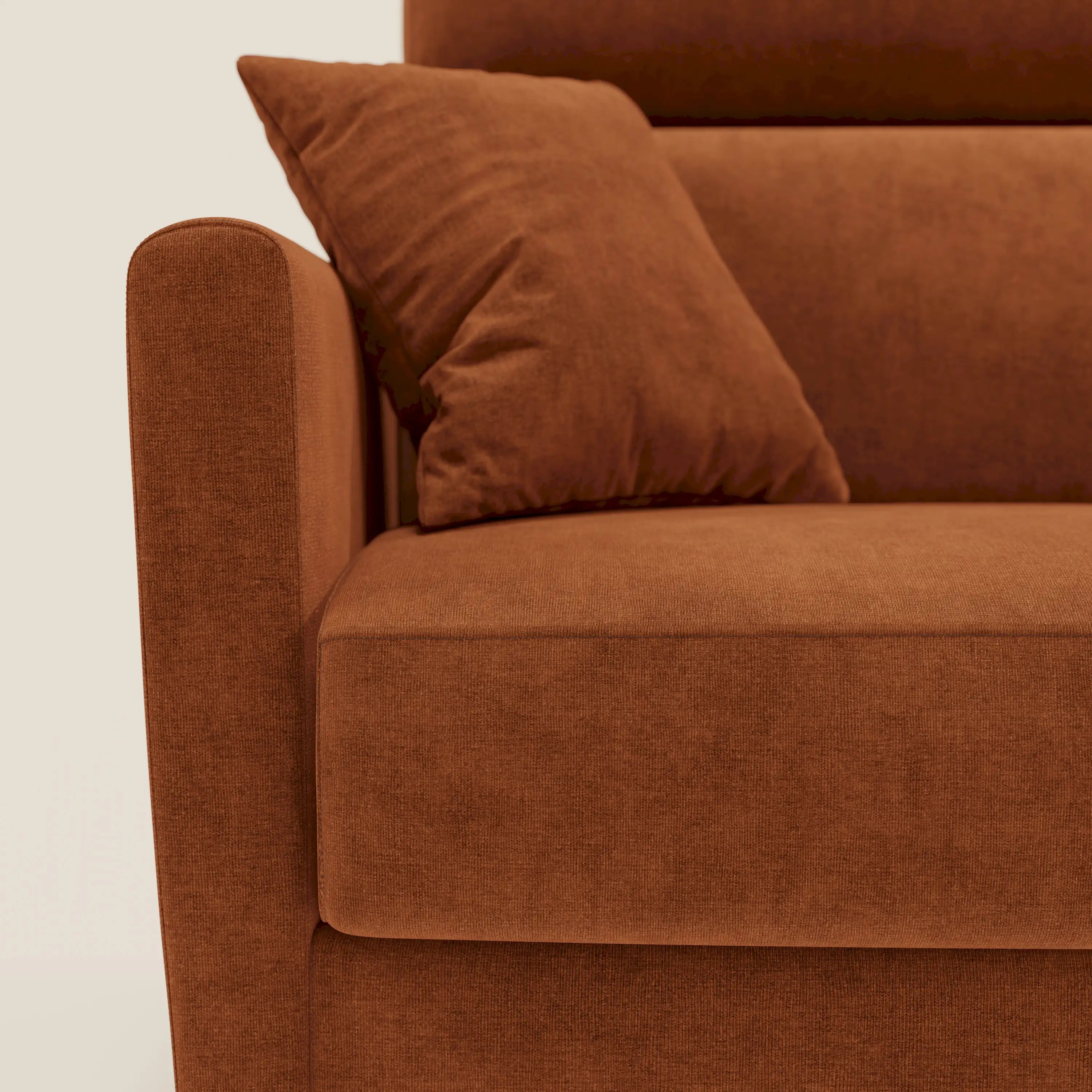 Francy canapé d'angle convertible déhoussable - méridienne avec coffre et têtières inclinables en tissu détachable T17 orange