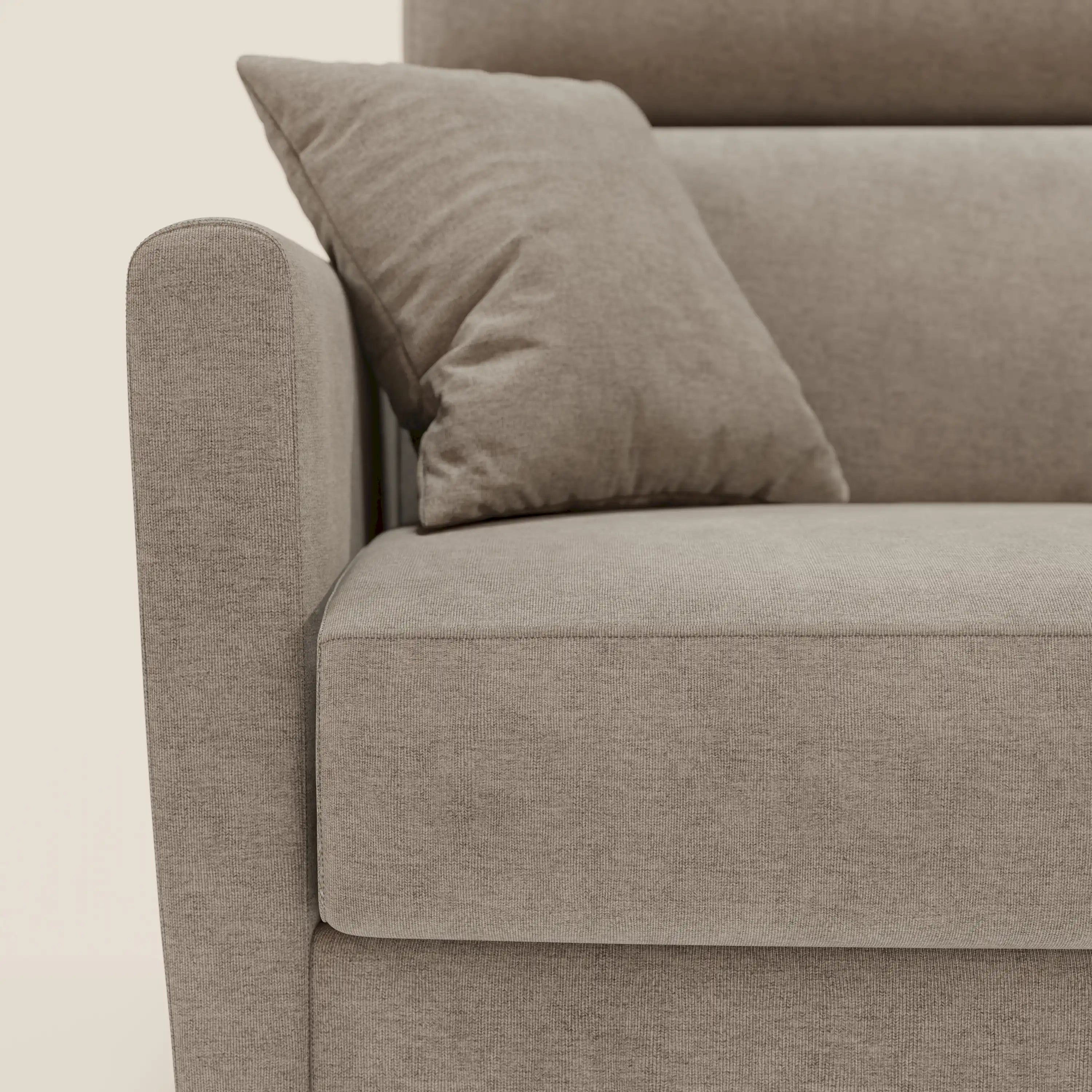 Francy canapé d'angle convertible déhoussable - méridienne avec coffre et têtières inclinables en tissu détachable T17 beige