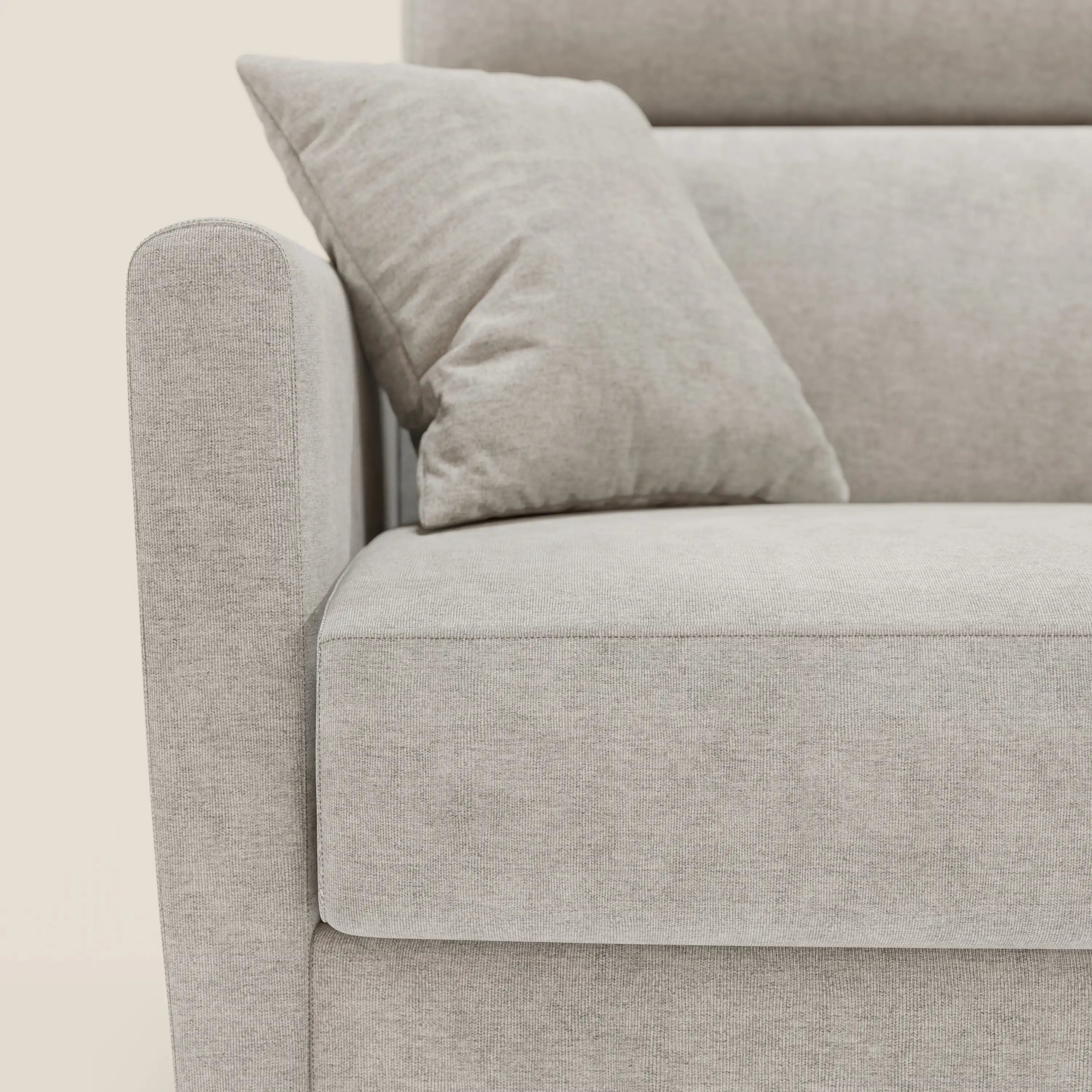 Francy Canapé d'angle convertible déhoussable - méridienne avec coffre et têtières inclinables en tissu détachable T17 blanc