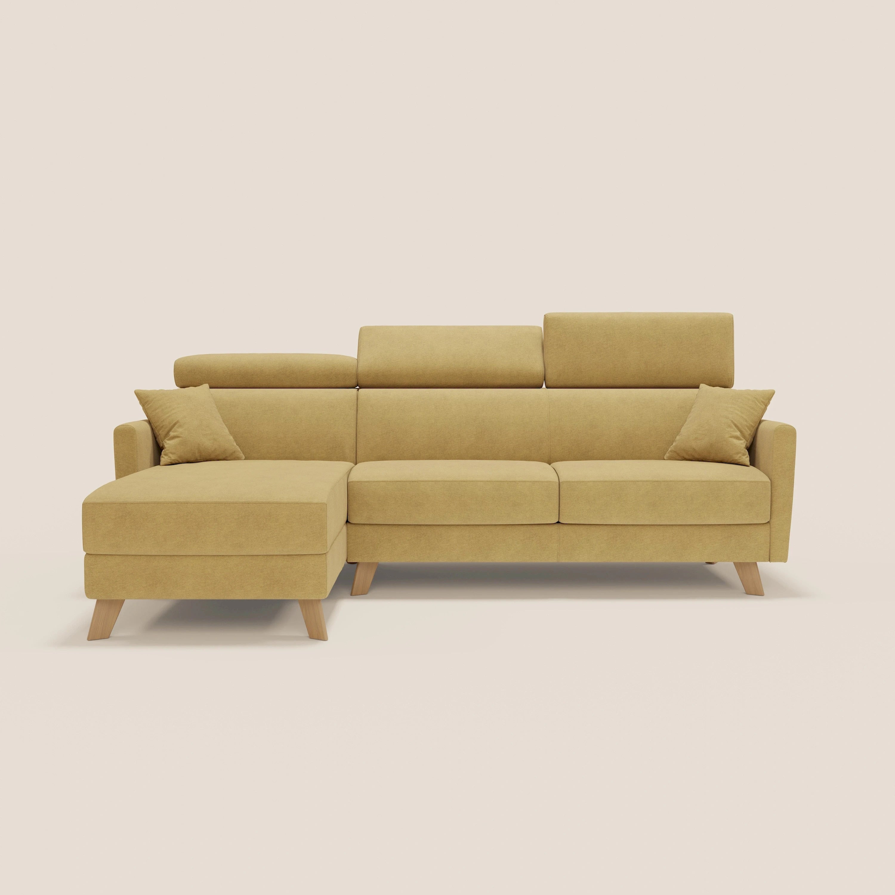 Francy canapé d'angle convertible déhoussable - méridienne avec coffre et têtières inclinables en tissu détachable T17 jaune
