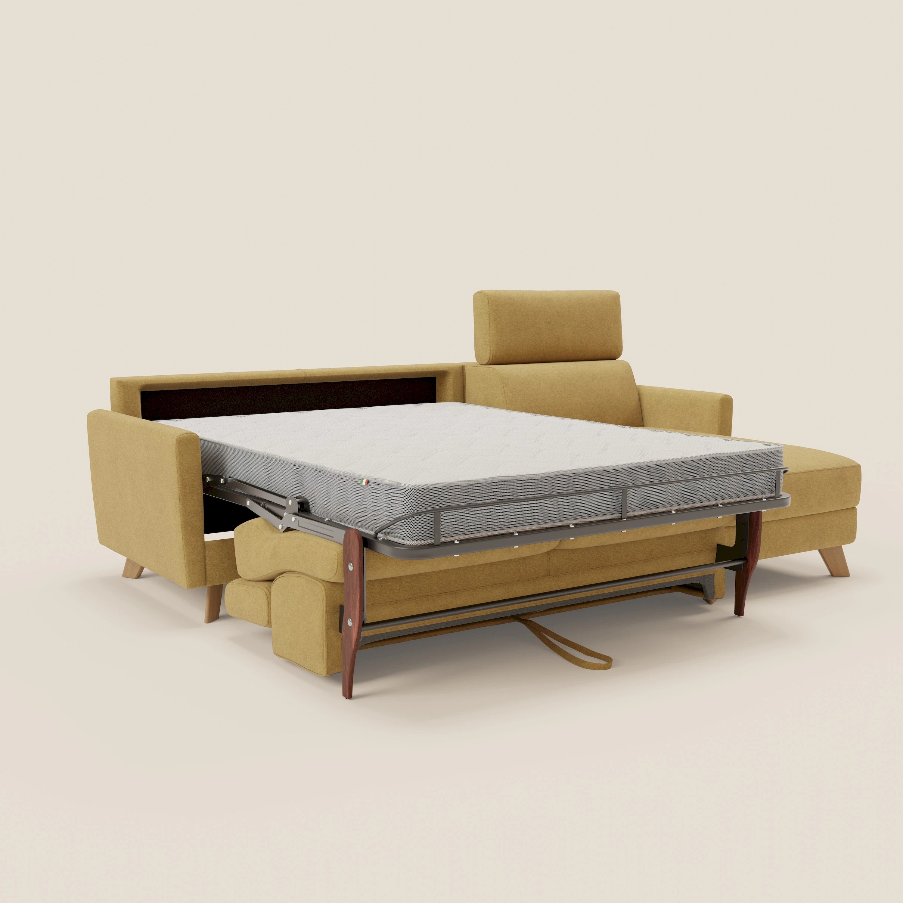 Francy canapé d'angle convertible déhoussable - méridienne avec coffre et têtières inclinables en tissu détachable T17 jaune