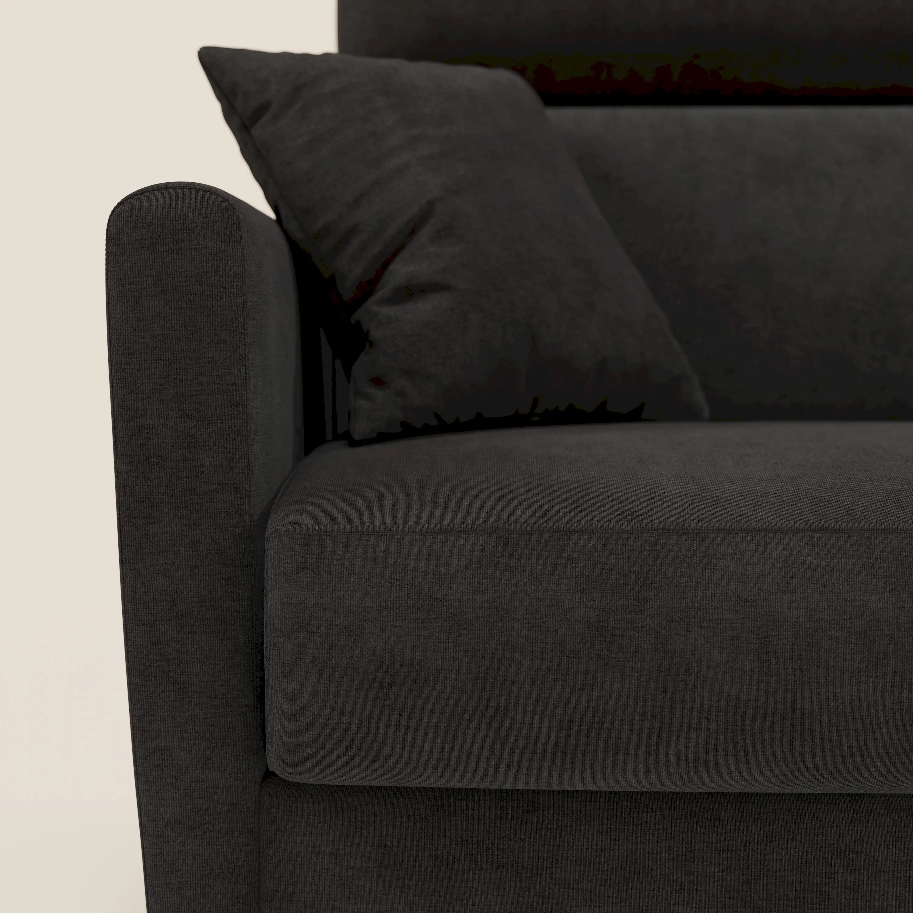Francy canapé d'angle convertible déhoussable - méridienne avec coffre et têtières inclinables en tissu détachable T17 noir