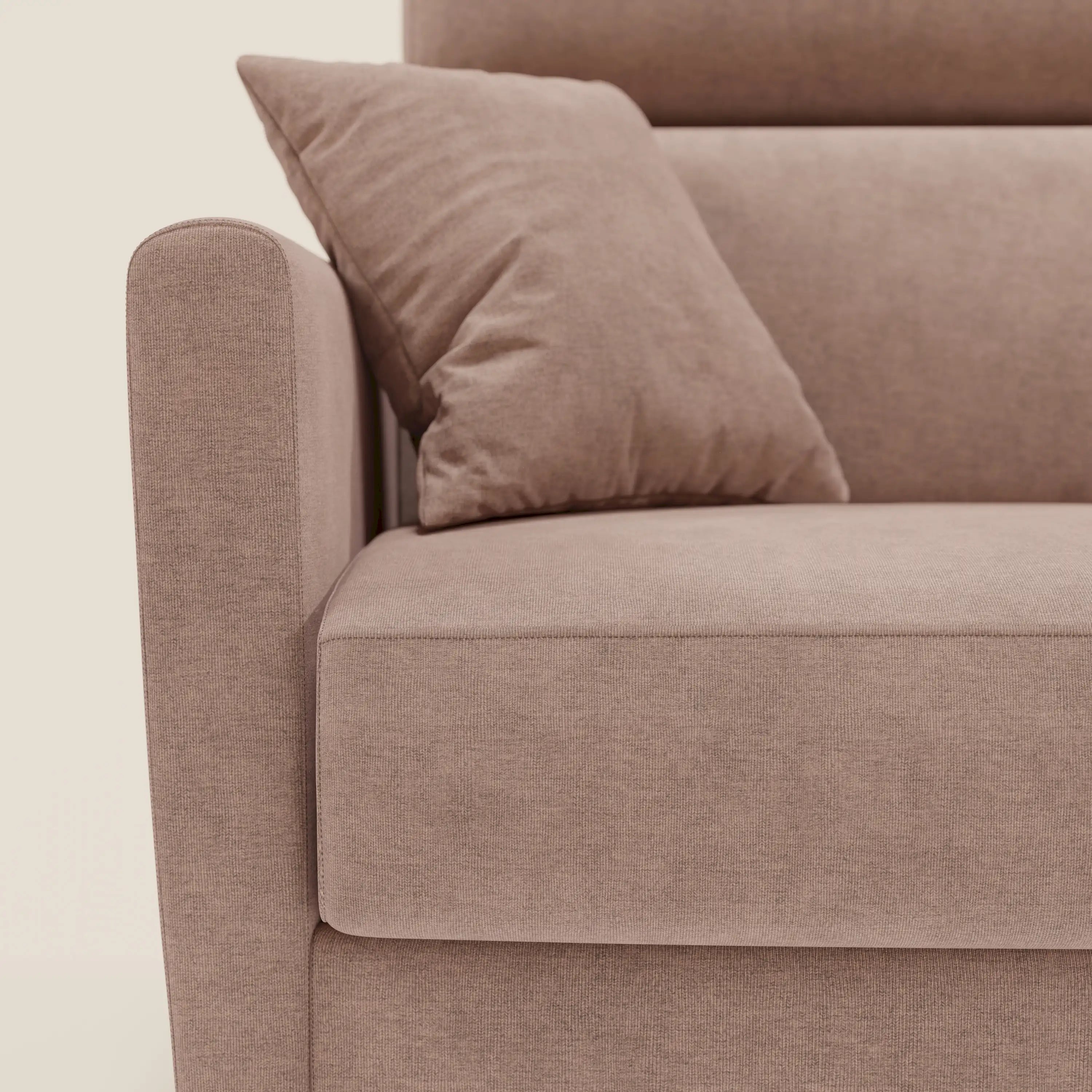 Francy canapé d'angle convertible déhoussable - méridienne avec coffre et têtières inclinables en tissu détachable T17 rose