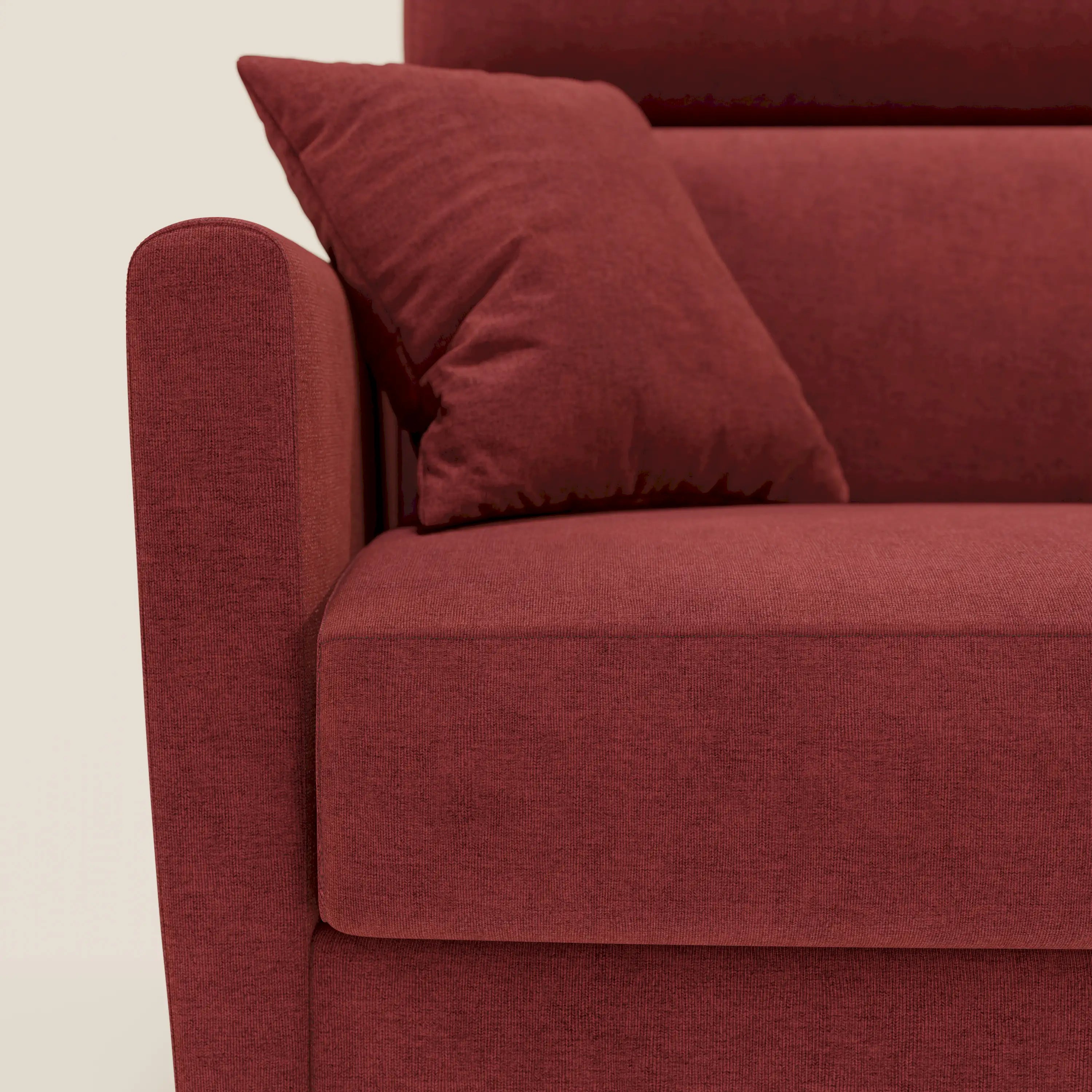 Francy canapé d'angle convertible déhoussable - méridienne avec coffre et têtières inclinables en tissu détachable T17 rouge
