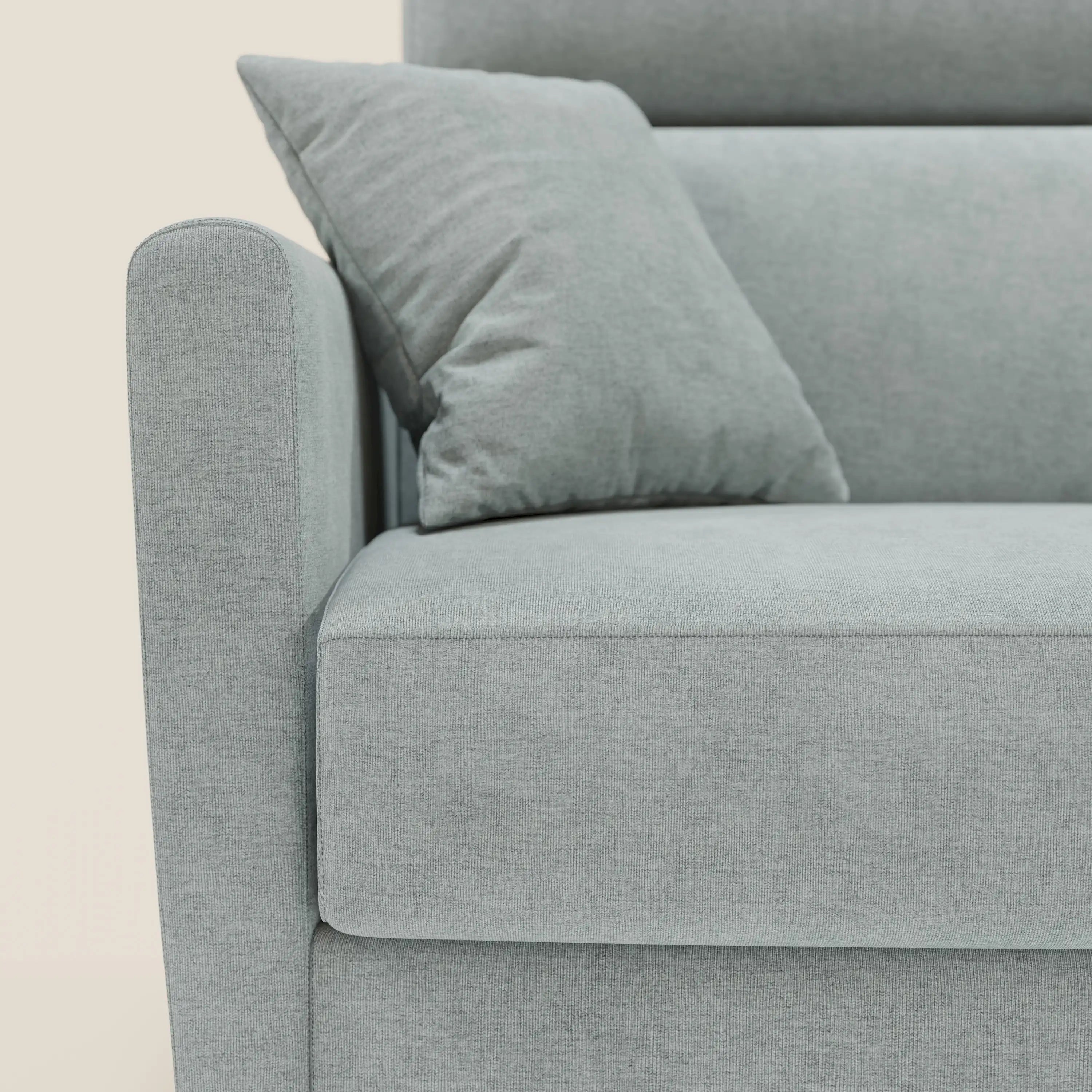 Francy canapé d'angle convertible déhoussable - méridienne avec coffre et têtières inclinables en tissu détachable T17 vert aquamarine