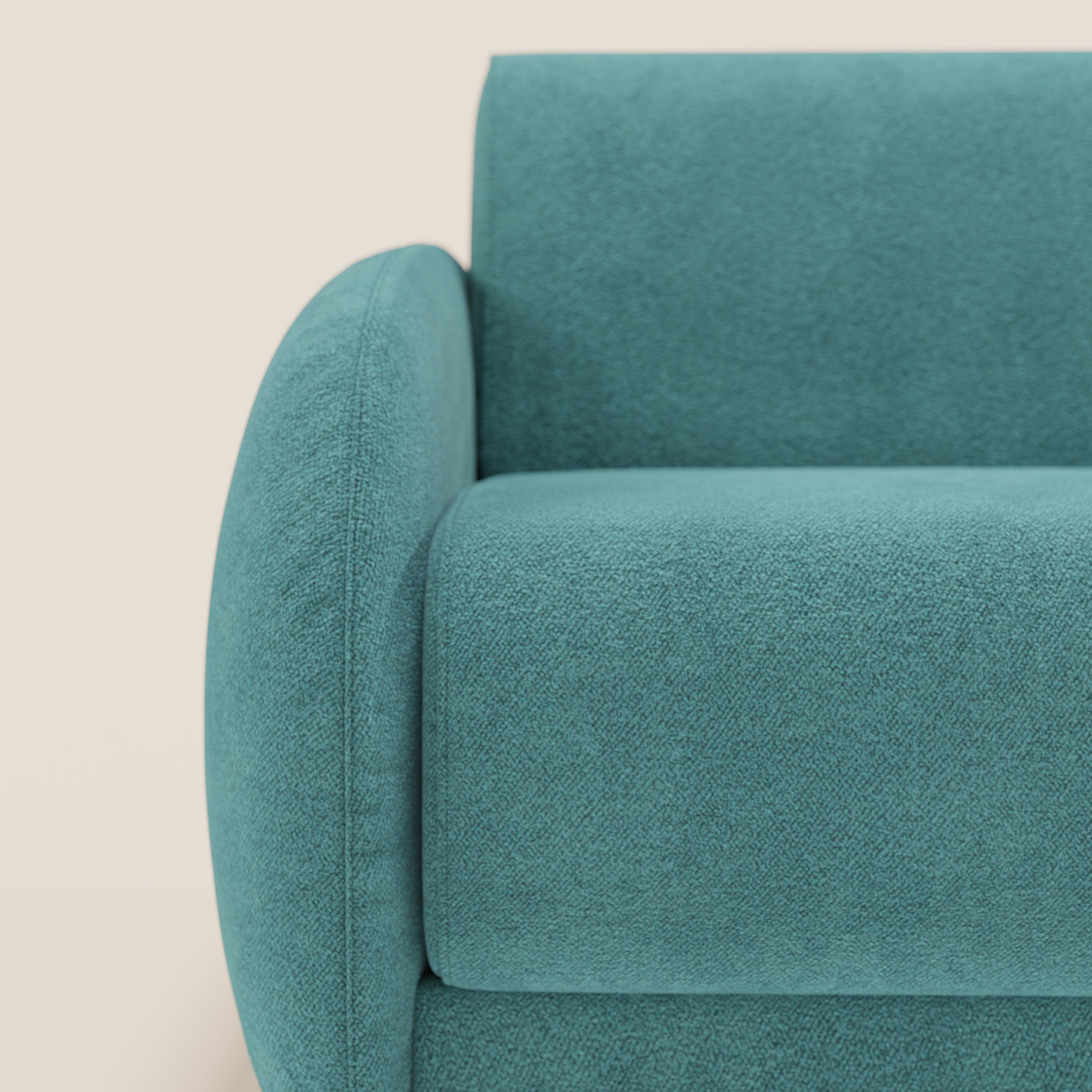 Giglio divano letto angolare con materasso alto 18 cm e penisola contenitore in morbido bouclé impermeabile T07 - divani.store