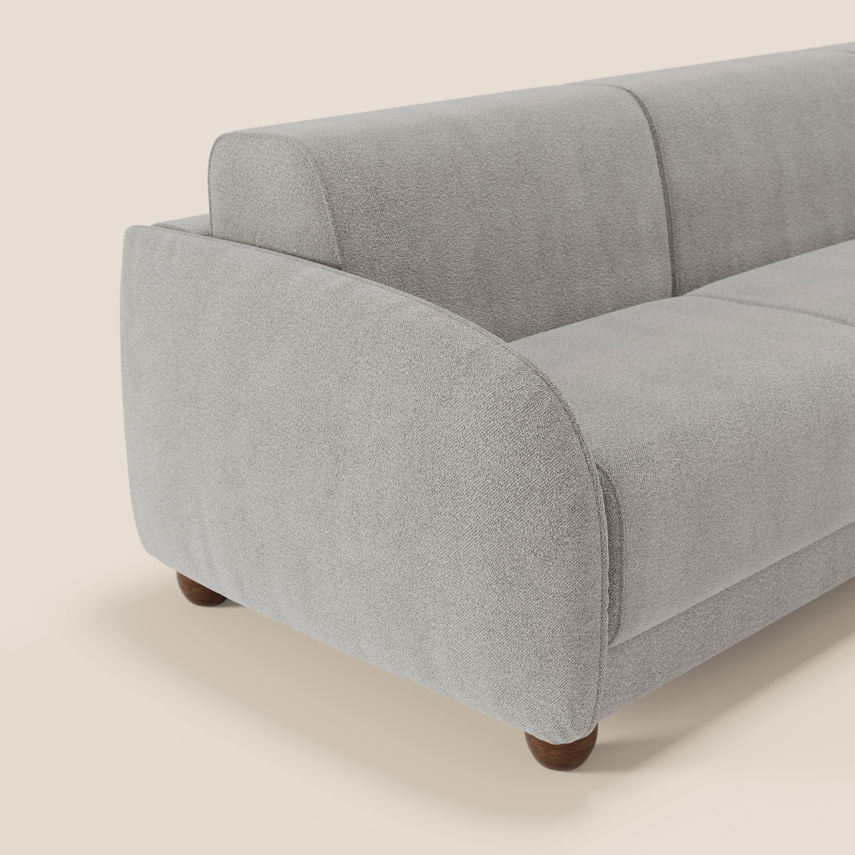 Giglio divano letto angolare con materasso alto 18 cm e penisola contenitore in morbido bouclé impermeabile T07 - divani.store