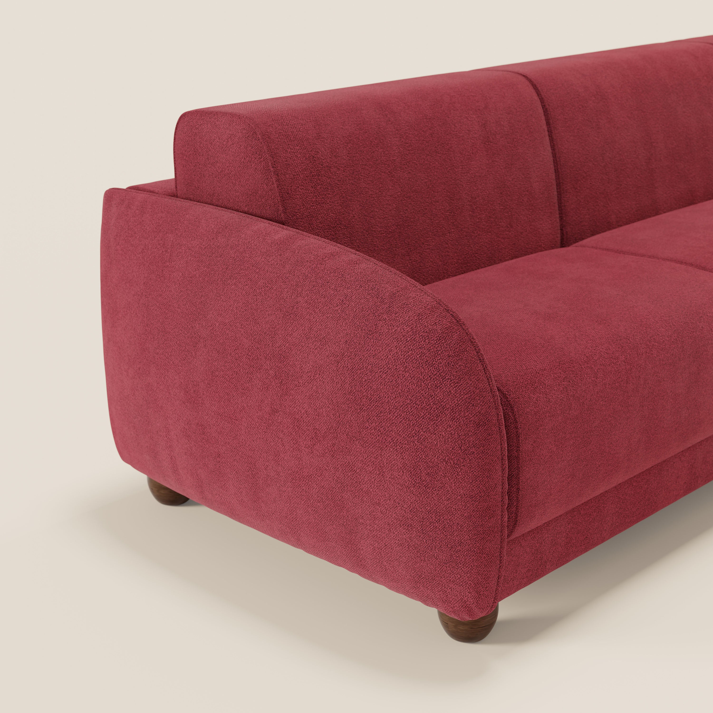 Giglio divano letto angolare con materasso alto 18 cm e penisola contenitore in morbido bouclé impermeabile T07 - divani.store