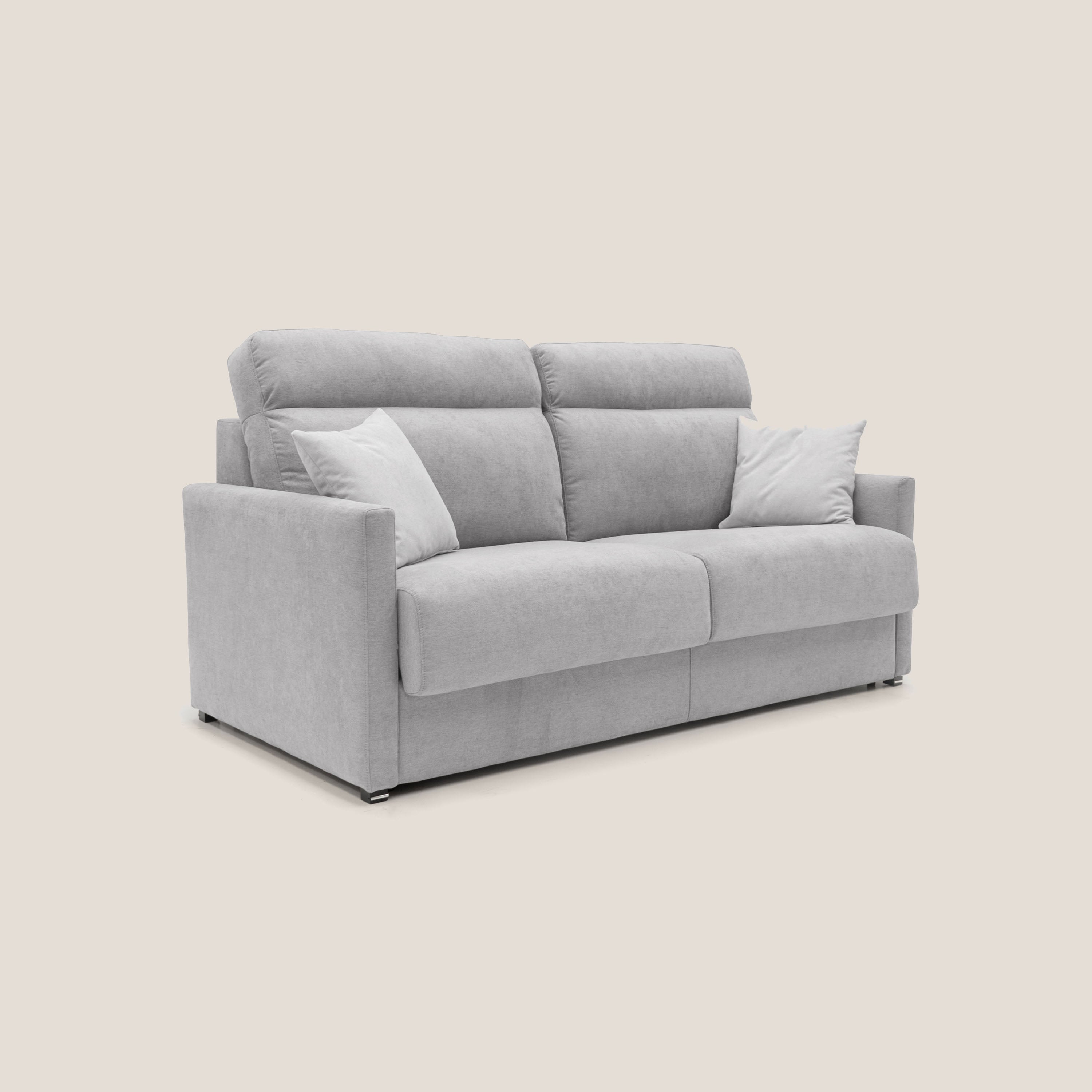 Margot Divano letto matrimoniale con schienale morbido alto in tessuto T02 grigio chiaro - divani.store