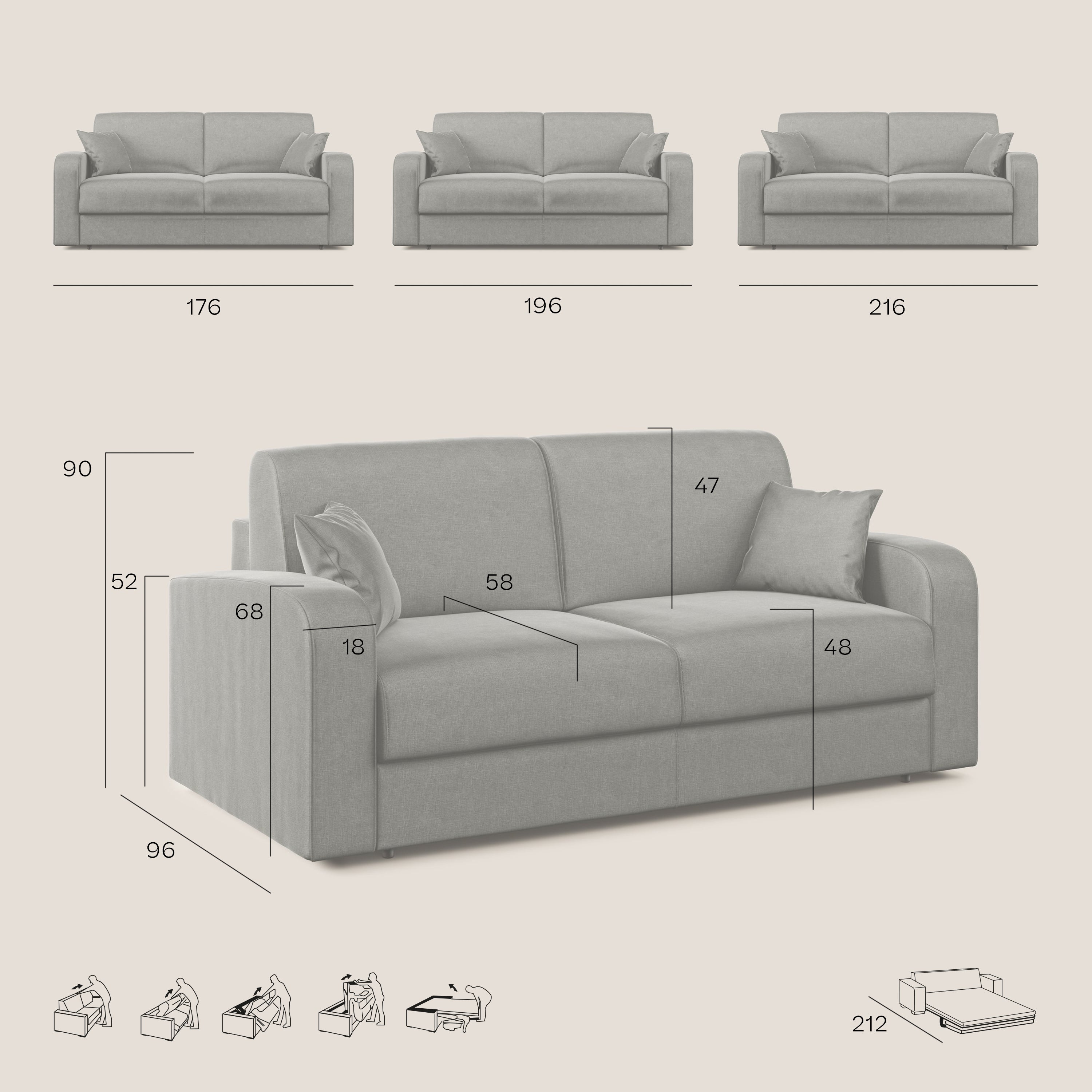 Lebron Divano letto matrimoniale in velluto morbido T01 grigio - divani.store