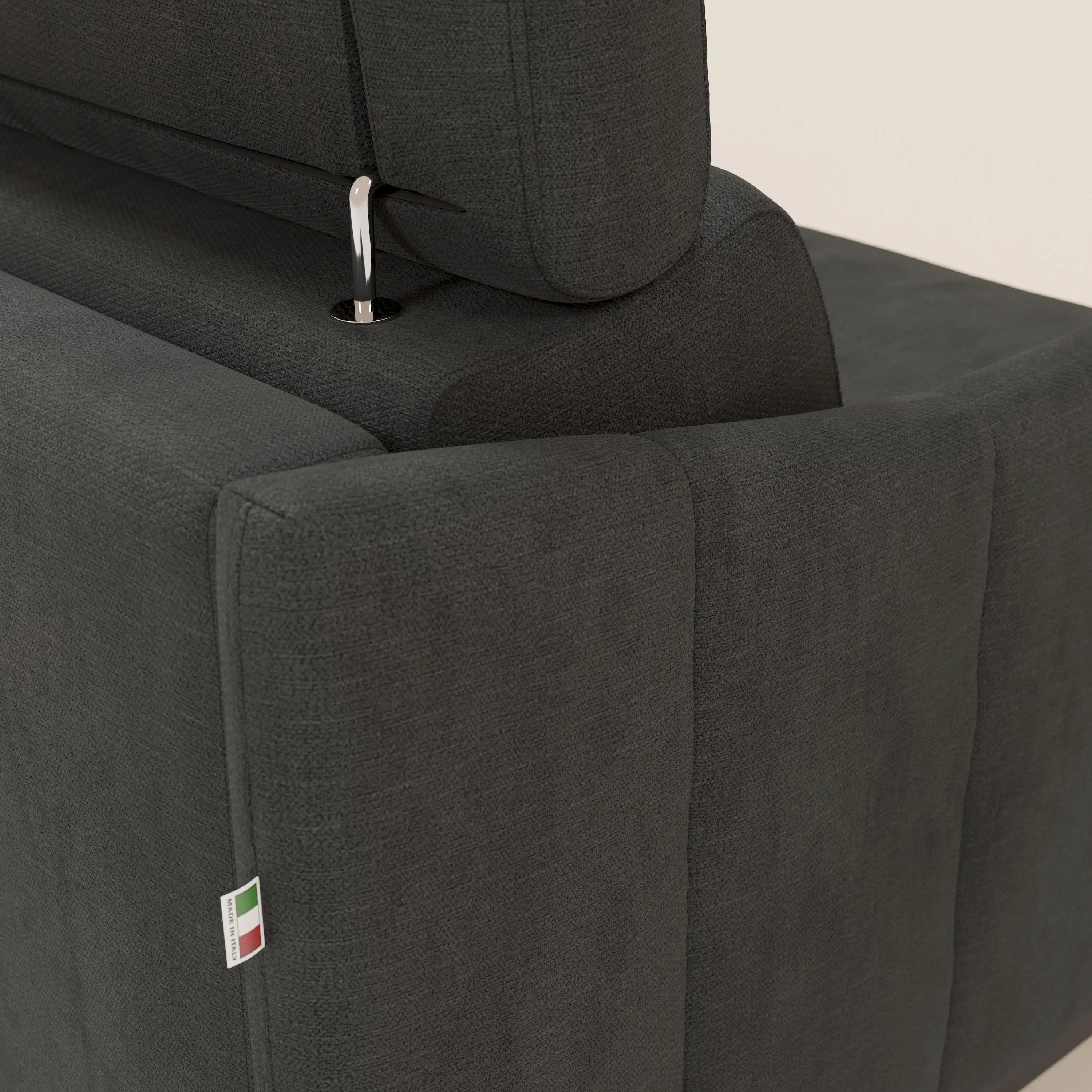 Loto Divano Letto Angolare con Penisola contenitore, Poggiatesta, Materasso Alto H18 in morbido tessuto impermeabile T14 - divani.store