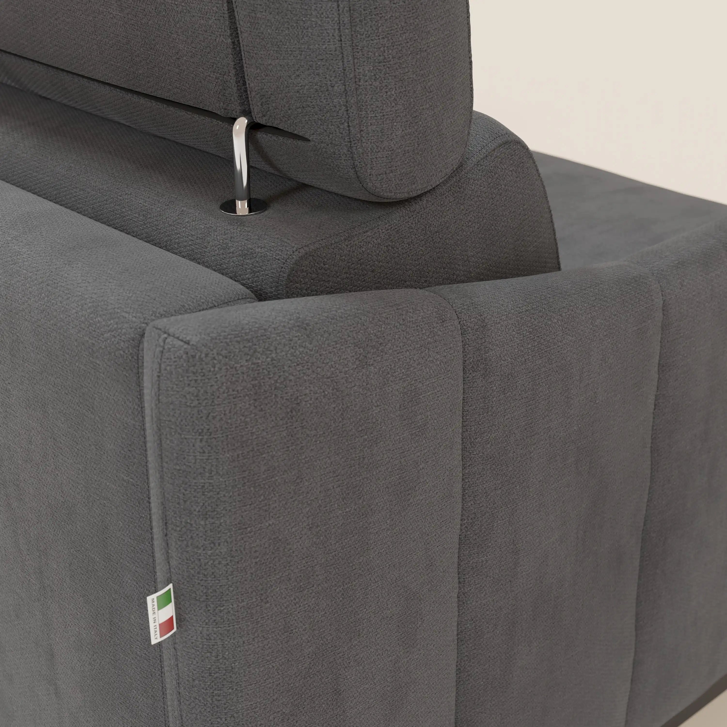 Loto Divano Letto Angolare con Penisola contenitore, Poggiatesta, Materasso Alto H18 in morbido tessuto impermeabile T14 - divani.store