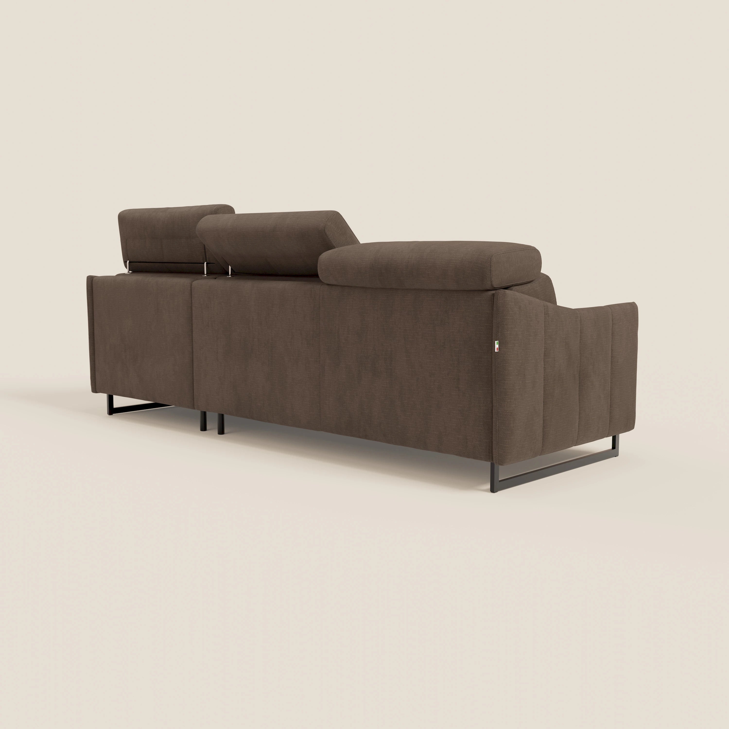 Loto Divano Letto Angolare con Penisola contenitore, Poggiatesta, Materasso Alto H18 in morbido tessuto impermeabile T14 - divani.store