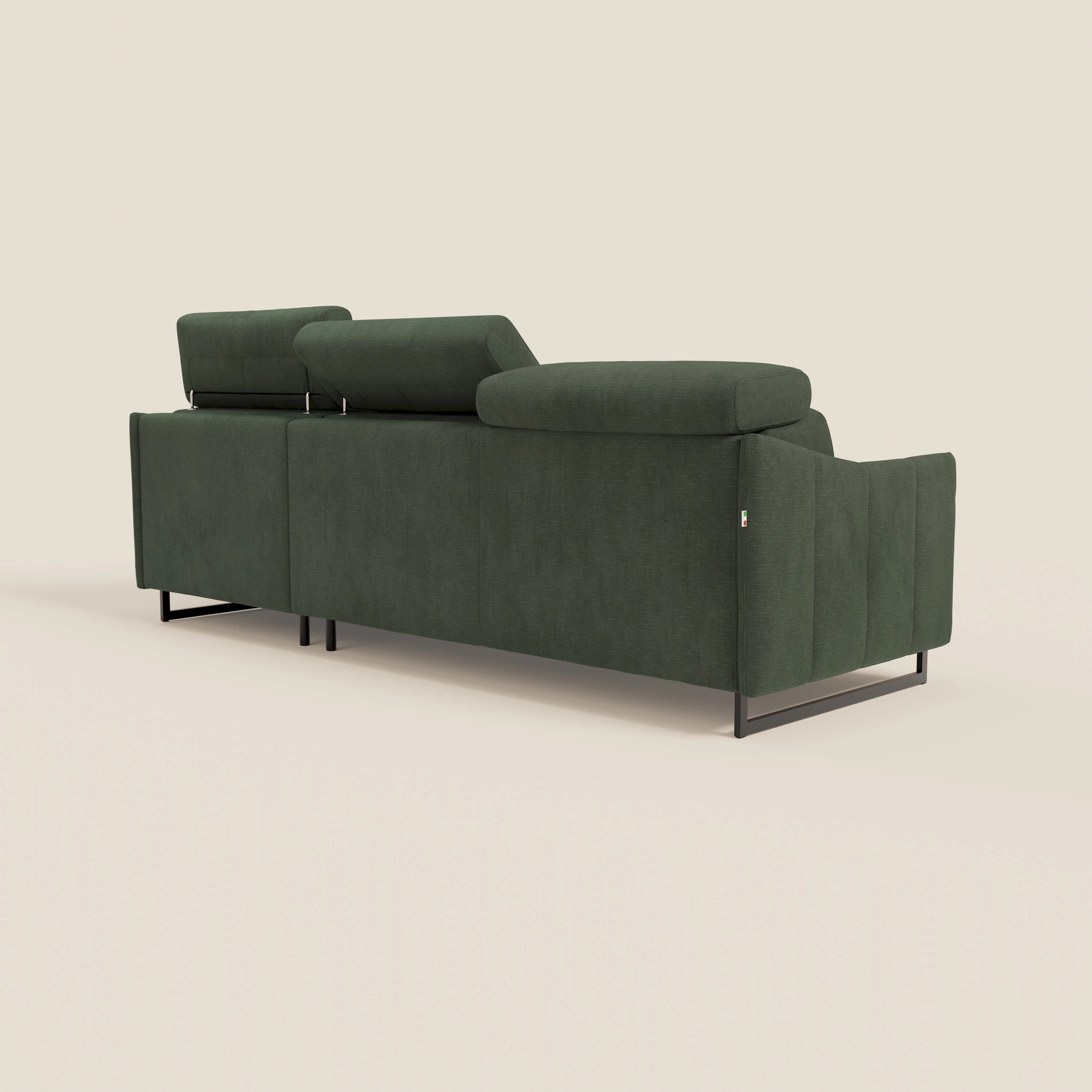 Loto Divano Letto Angolare con Penisola contenitore, Poggiatesta, Materasso Alto H18 in morbido tessuto impermeabile T14 - divani.store