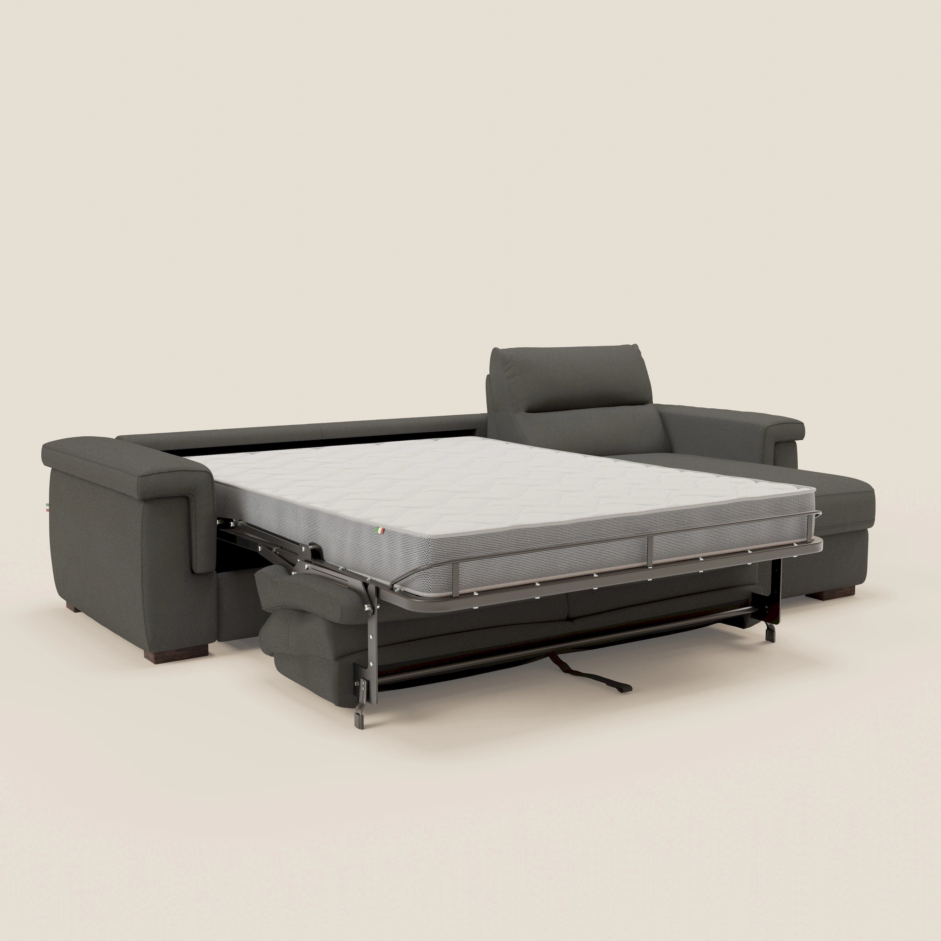 Magnolia canapé d'angle convertible avec méridienne coffre - matelas H 18cm en tissu détachable T05