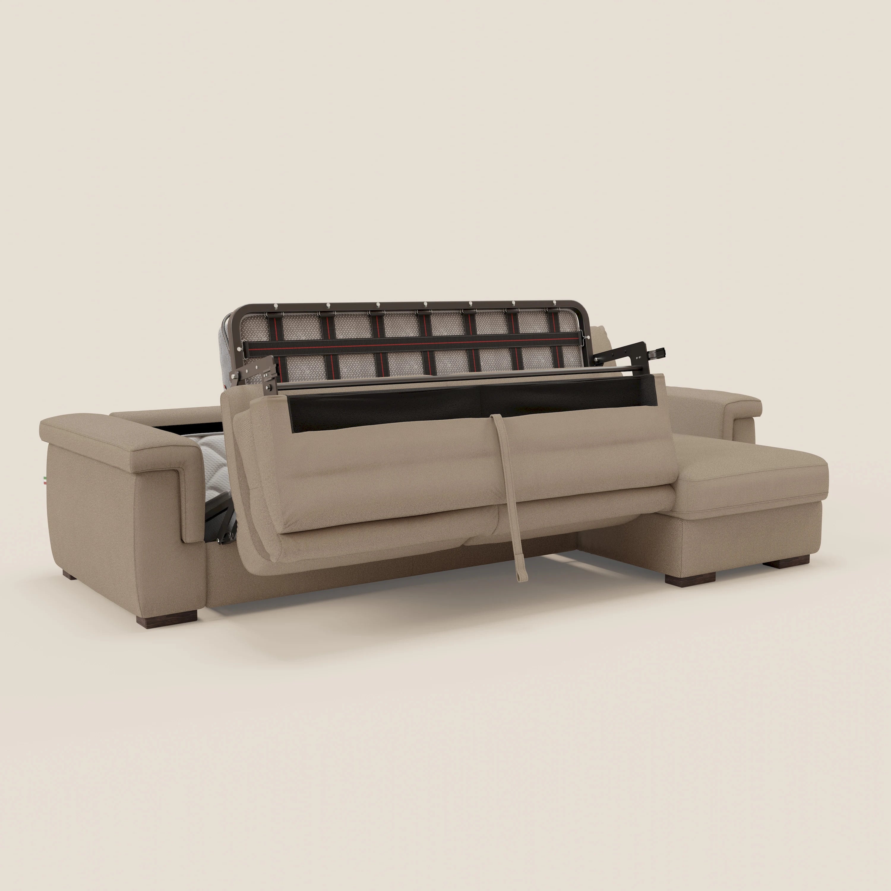Magnolia canapé d'angle convertible avec méridienne coffre - matelas H 18cm en tissu détachable T05