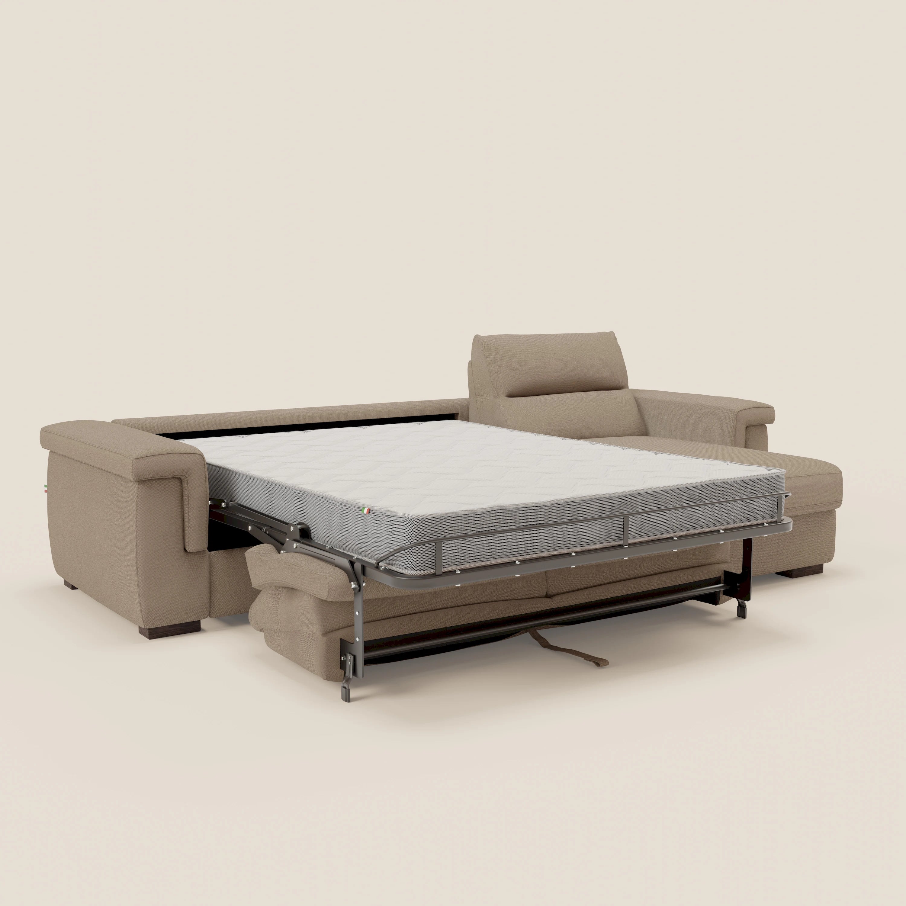 Magnolia canapé d'angle convertible avec méridienne coffre - matelas H 18cm en tissu détachable T05