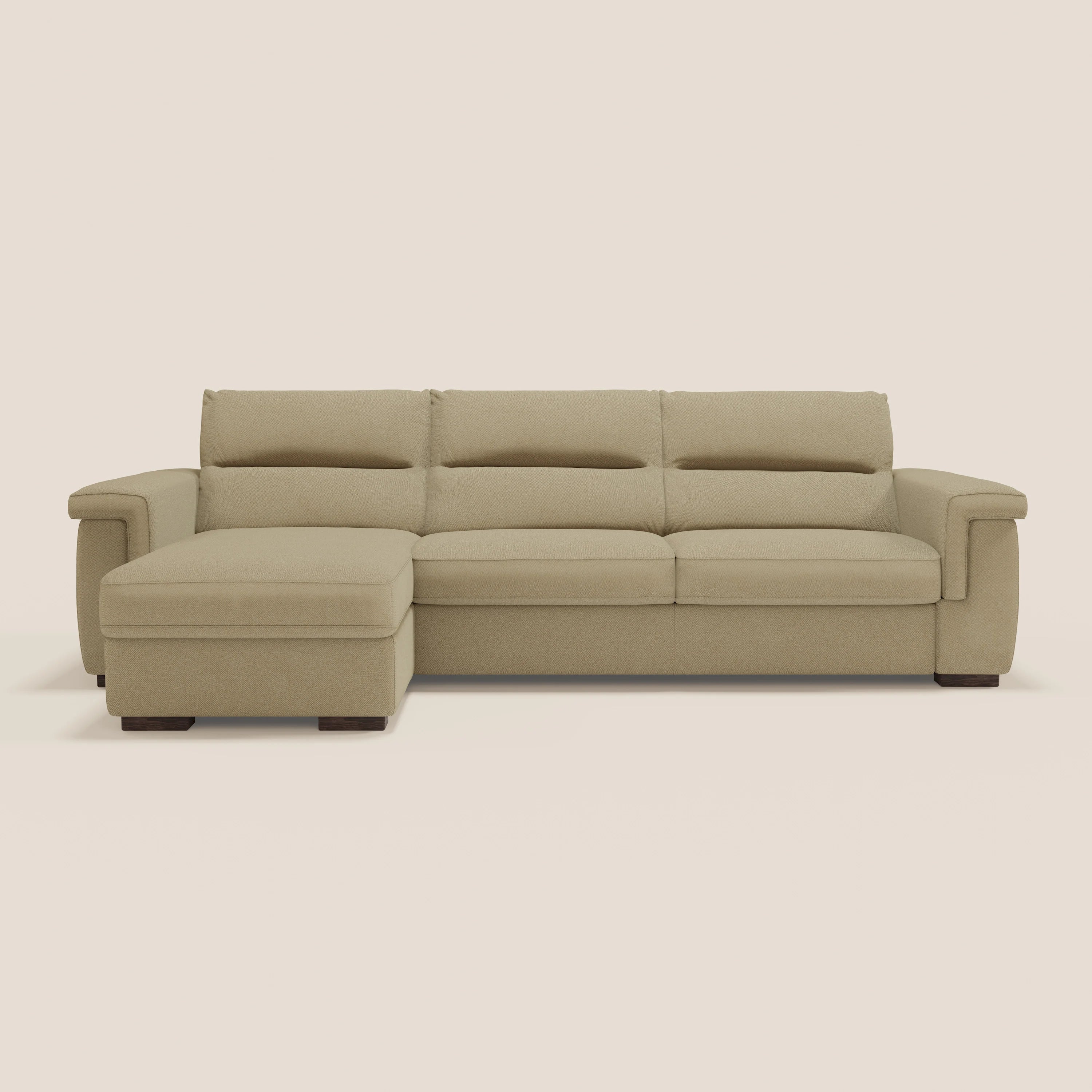 Magnolia canapé d'angle convertible avec méridienne coffre - matelas H 18cm en tissu détachable T05