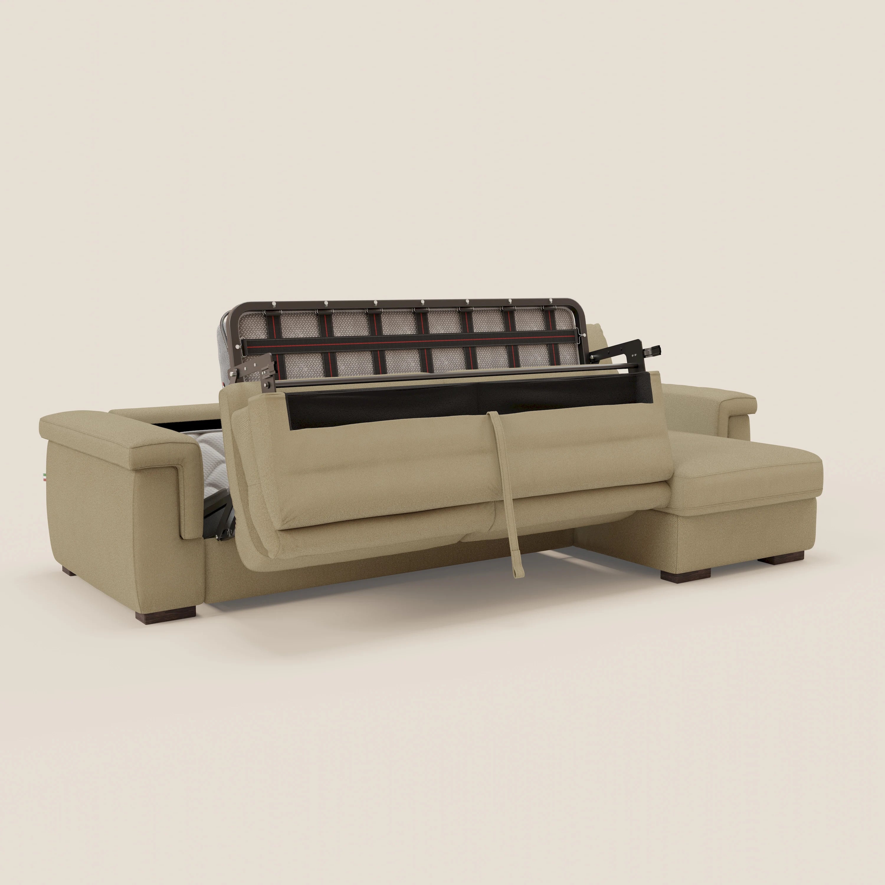 Magnolia canapé d'angle convertible avec méridienne coffre - matelas H 18cm en tissu détachable T05