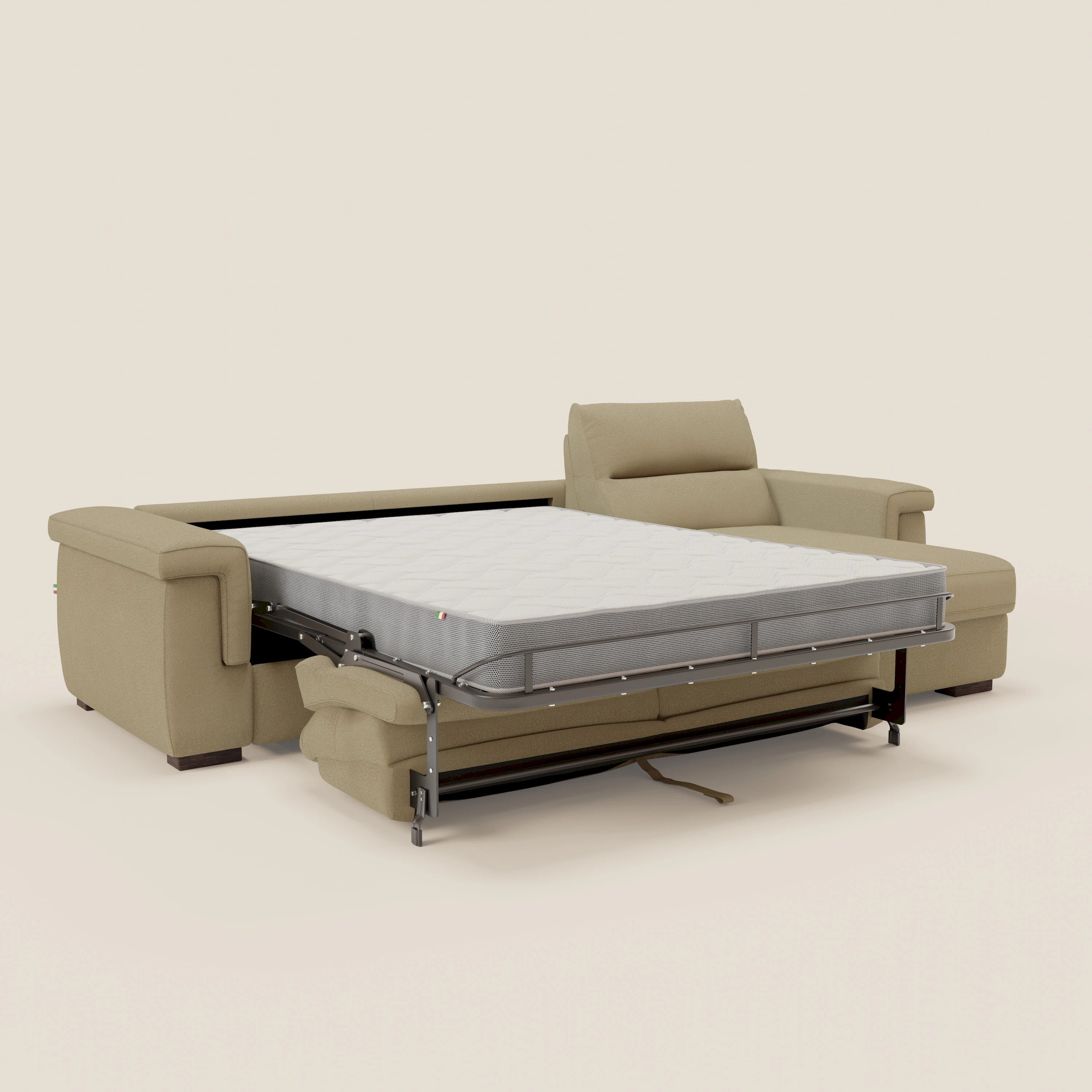 Magnolia canapé d'angle convertible avec méridienne coffre - matelas H 18cm en tissu détachable T05