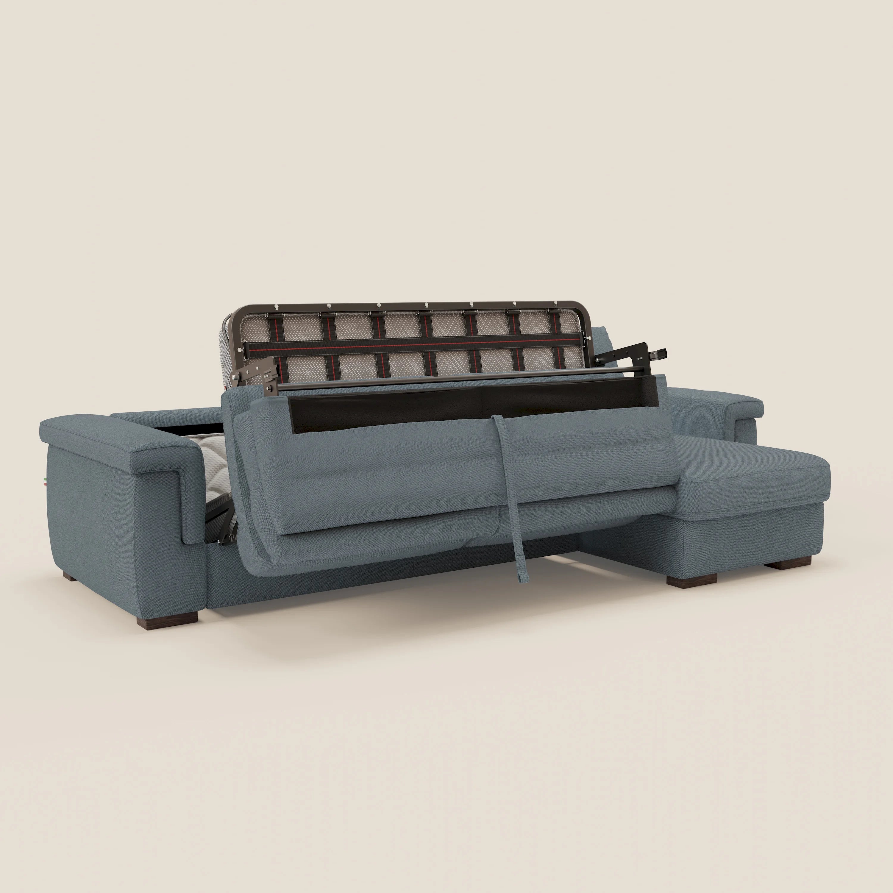 Magnolia canapé d'angle convertible avec méridienne coffre - matelas H 18cm en tissu détachable T05