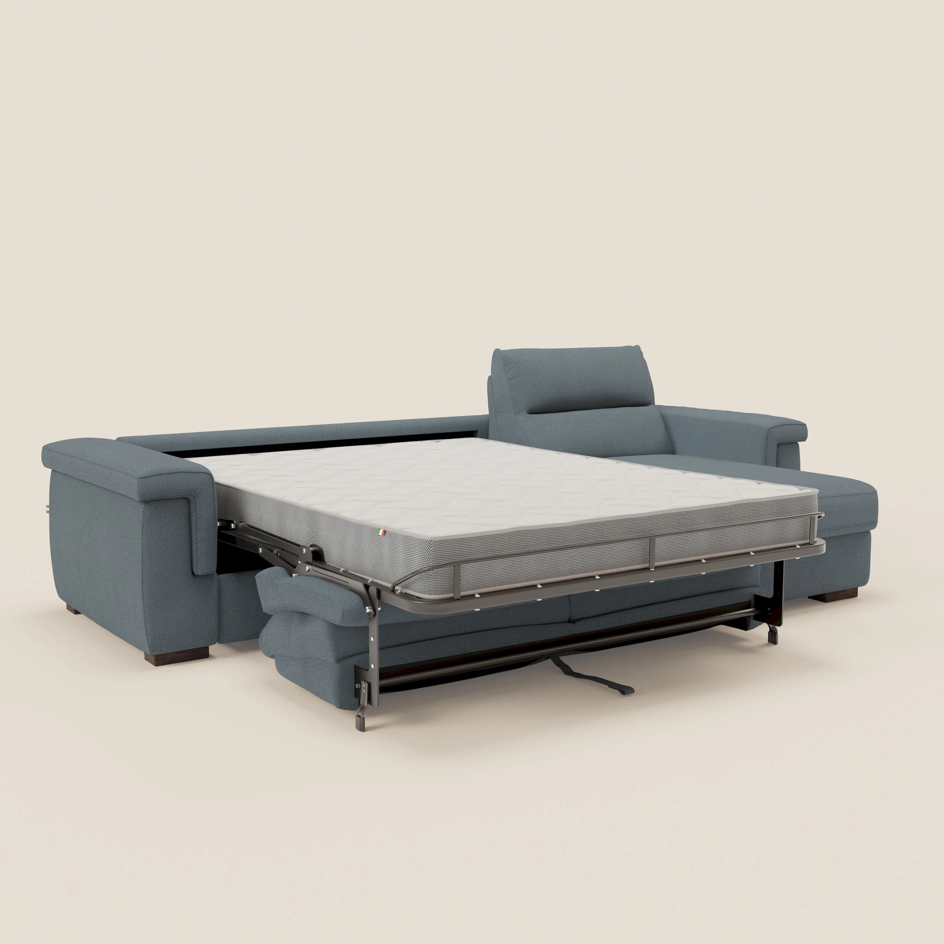 Magnolia canapé d'angle convertible avec méridienne coffre - matelas H 18cm en tissu détachable T05