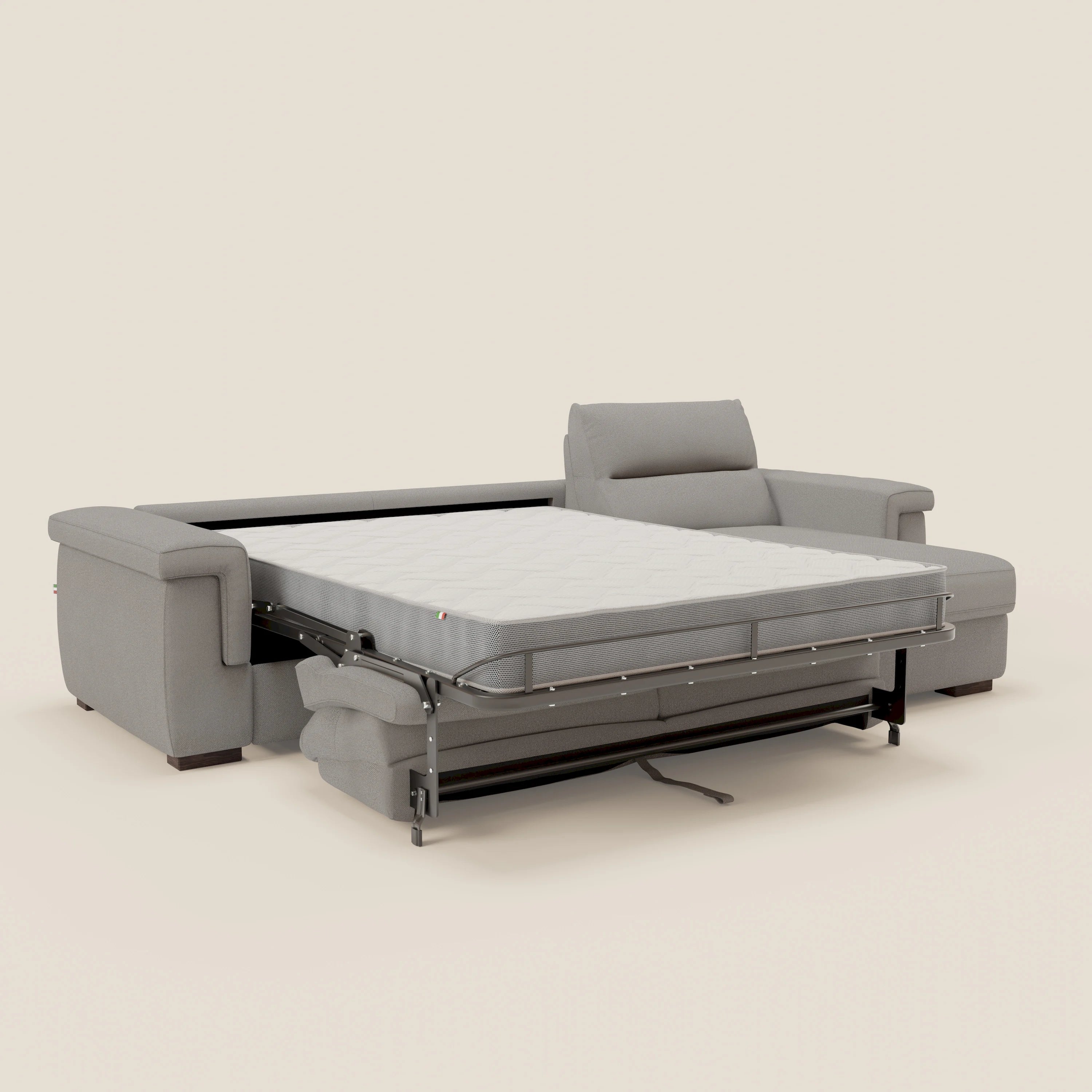 Magnolia canapé d'angle convertible avec méridienne coffre - matelas H 18cm en tissu détachable T05