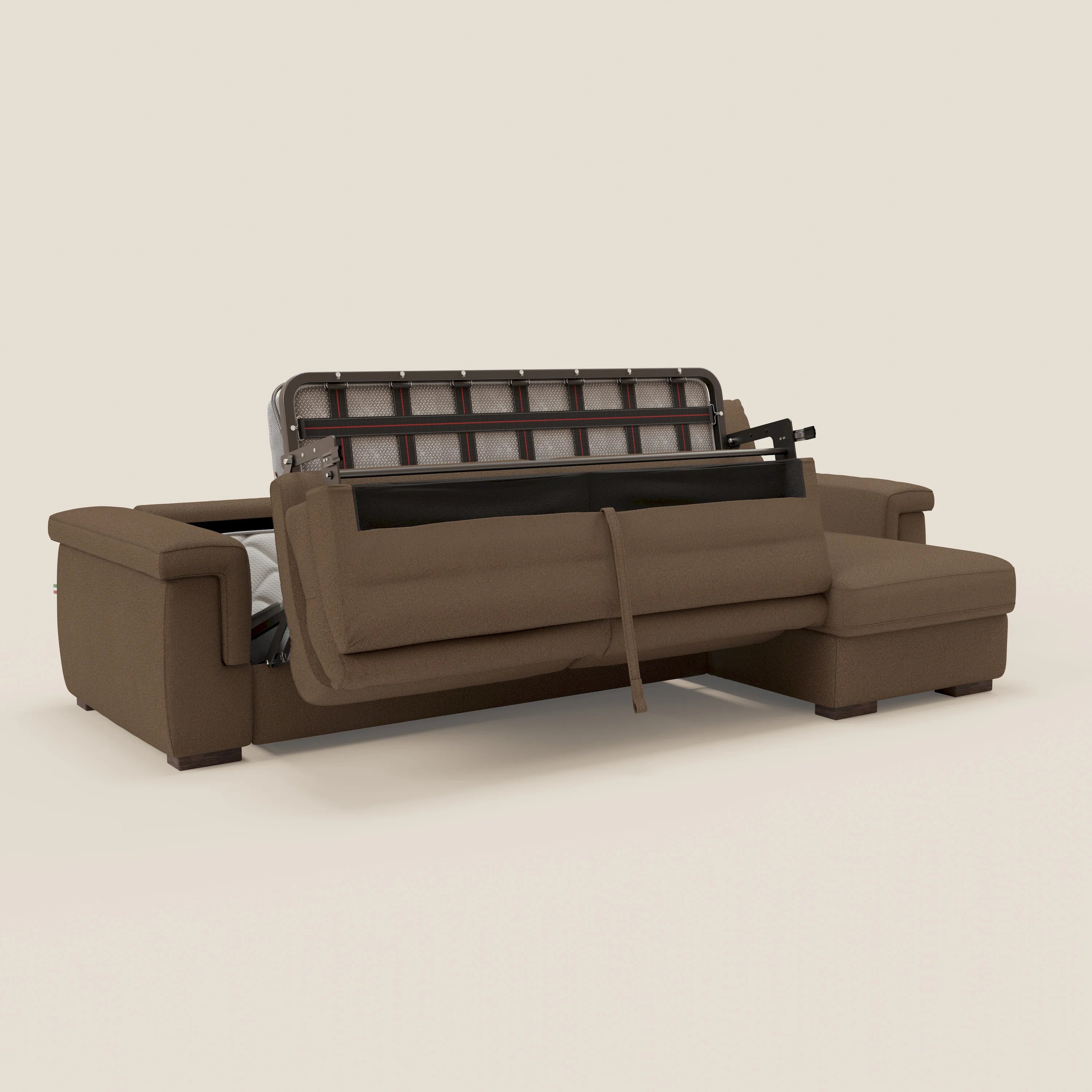 Magnolia canapé d'angle convertible avec méridienne coffre - matelas H 18cm en tissu détachable T05