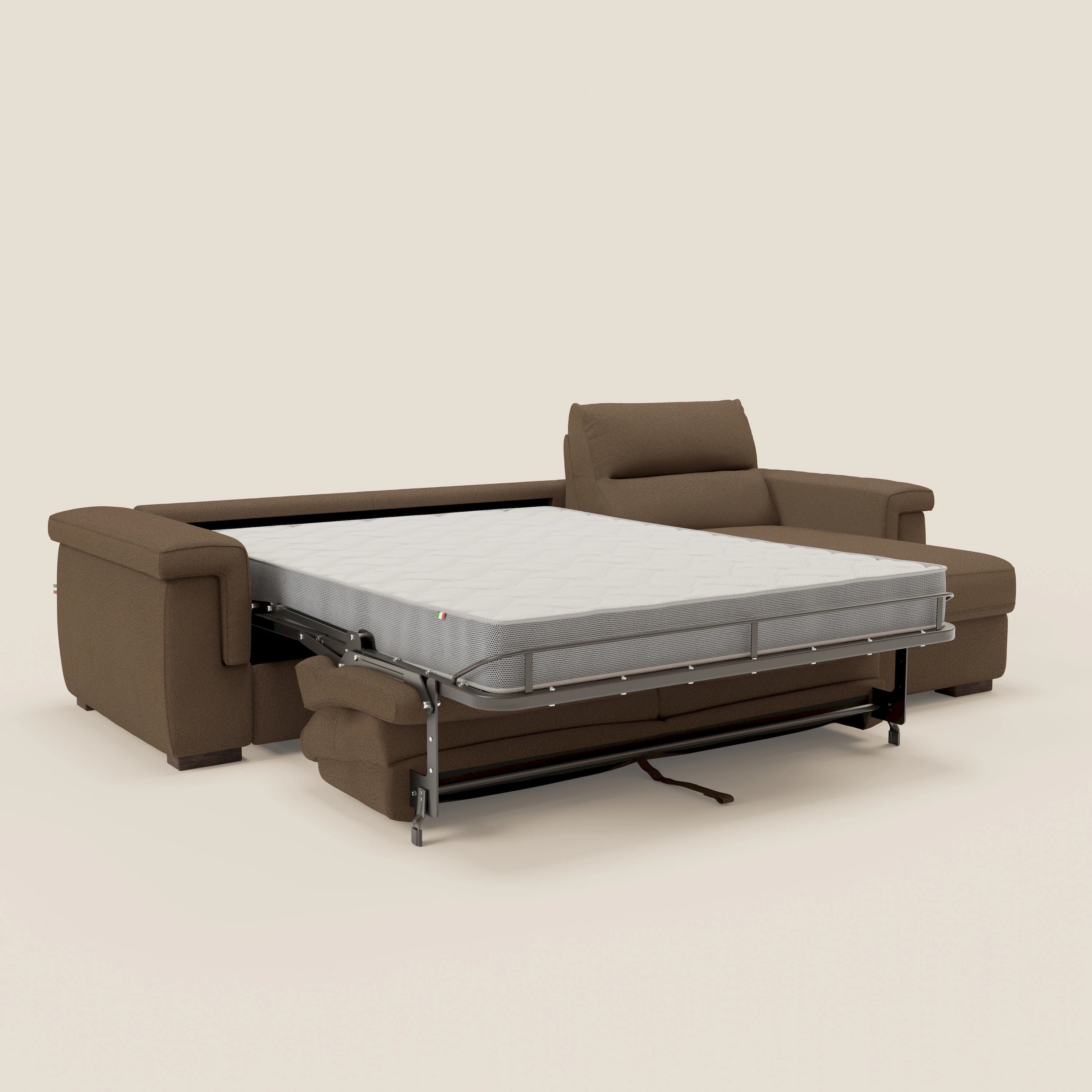 Magnolia canapé d'angle convertible avec méridienne coffre - matelas H 18cm en tissu détachable T05