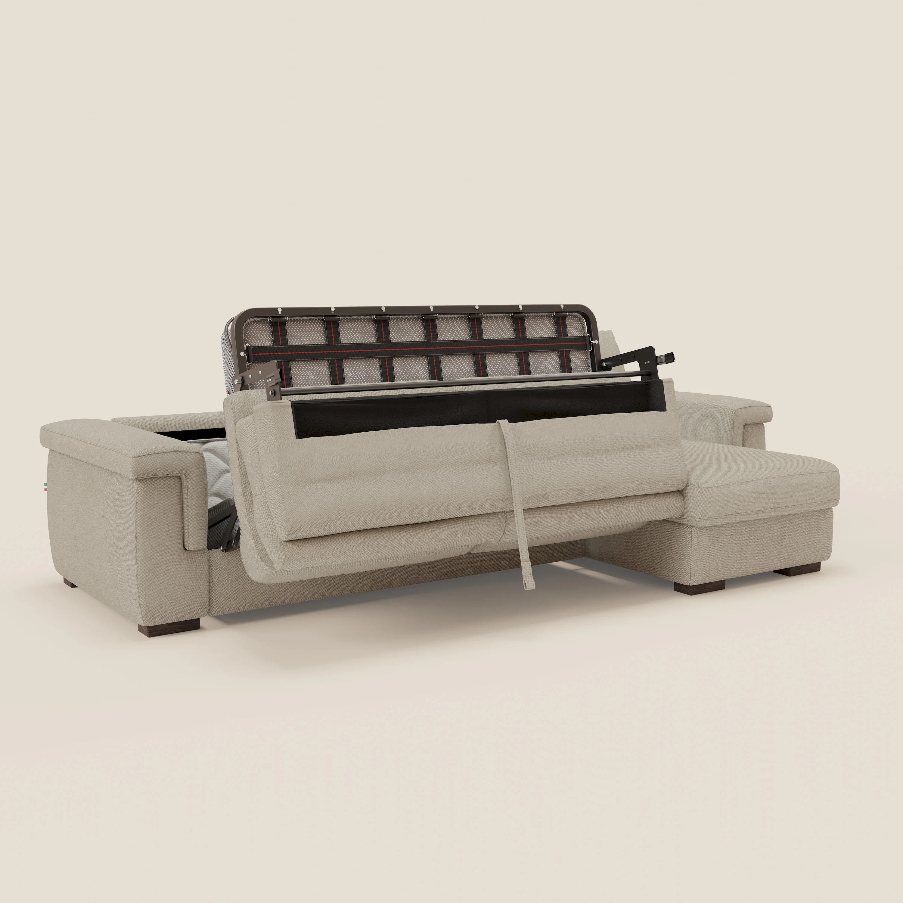 Magnolia canapé d'angle convertible avec méridienne coffre - matelas H 18cm en tissu détachable T05