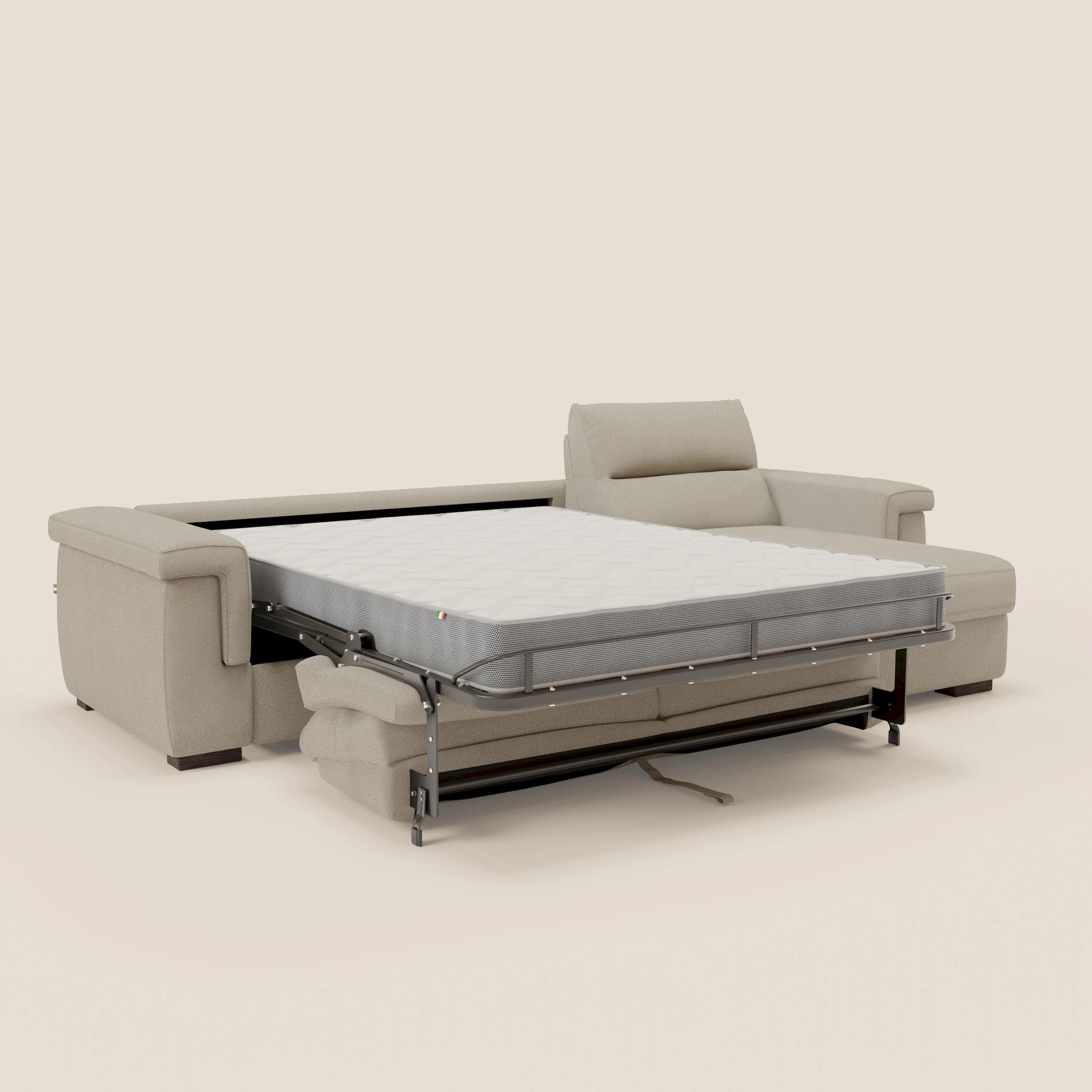 Magnolia canapé d'angle convertible avec méridienne coffre - matelas H 18cm en tissu détachable T05