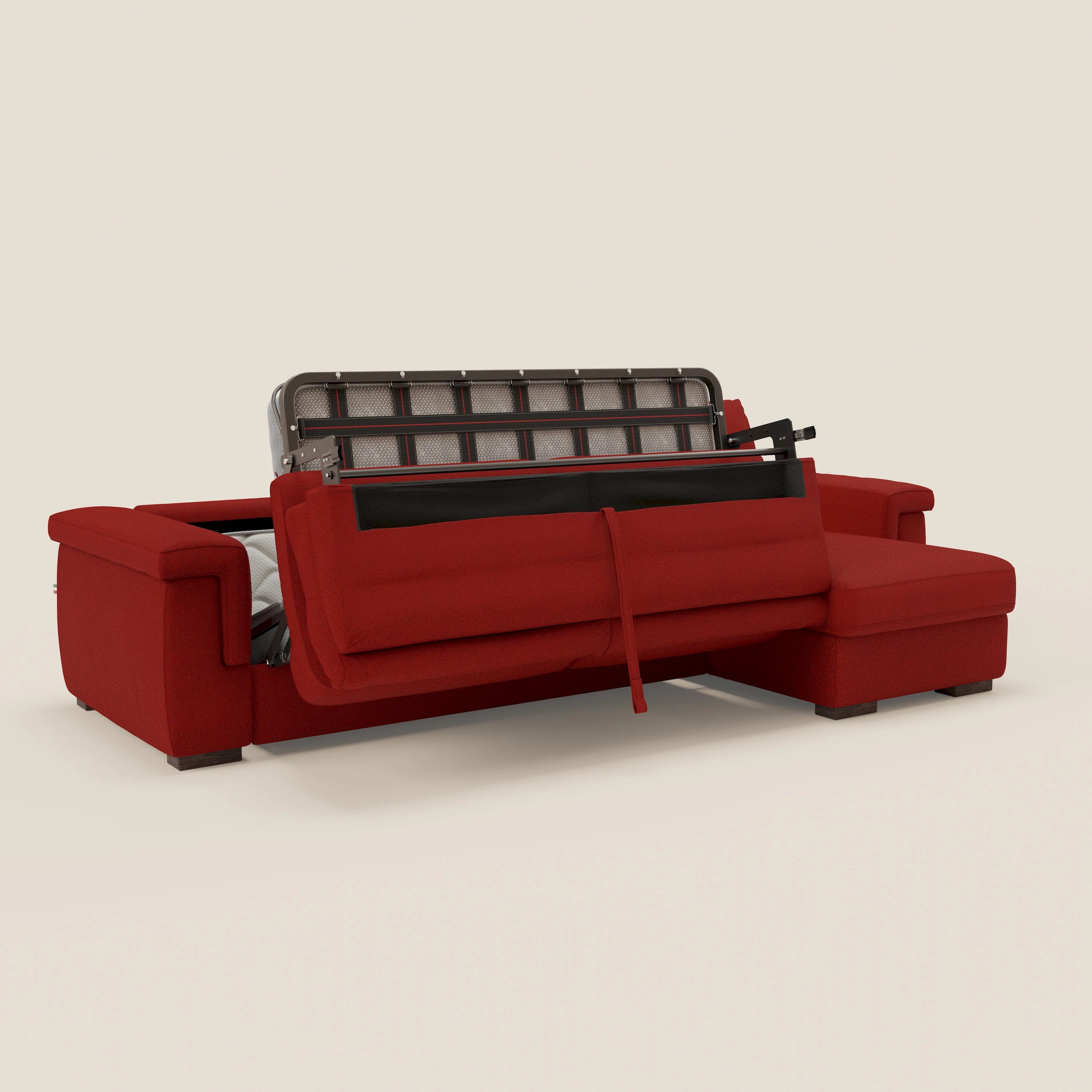 Magnolia canapé d'angle convertible avec méridienne coffre - matelas H 18cm en tissu détachable T05