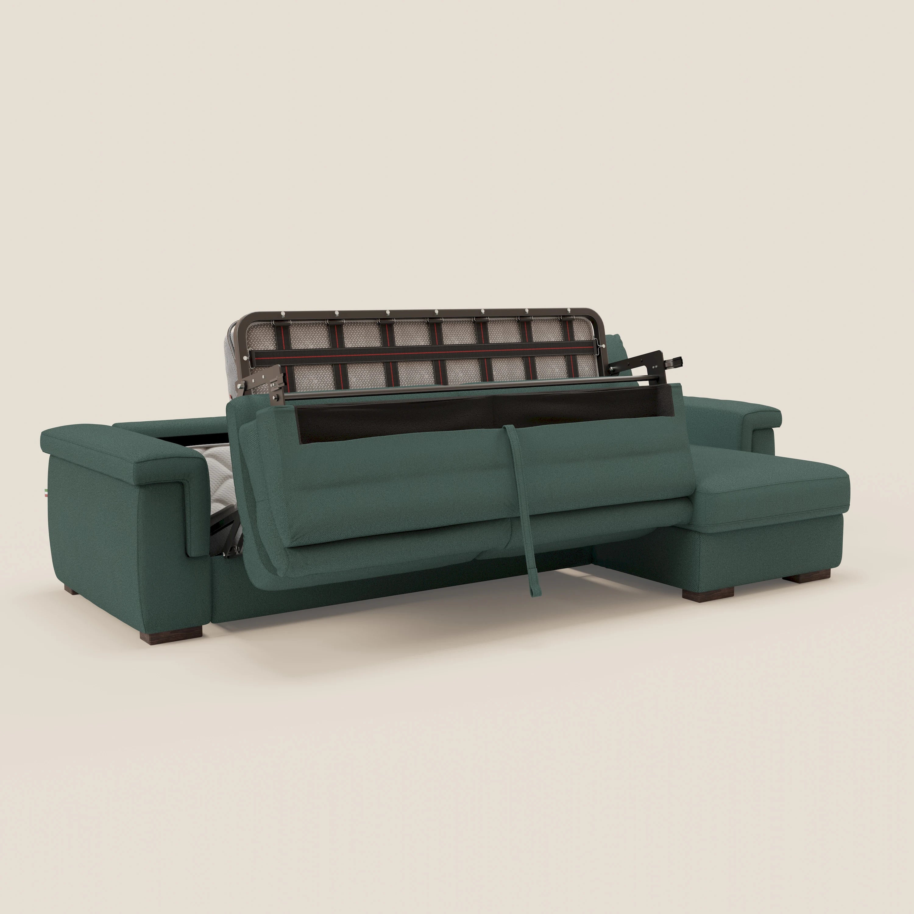 Magnolia canapé d'angle convertible avec méridienne coffre - matelas H 18cm en tissu détachable T05