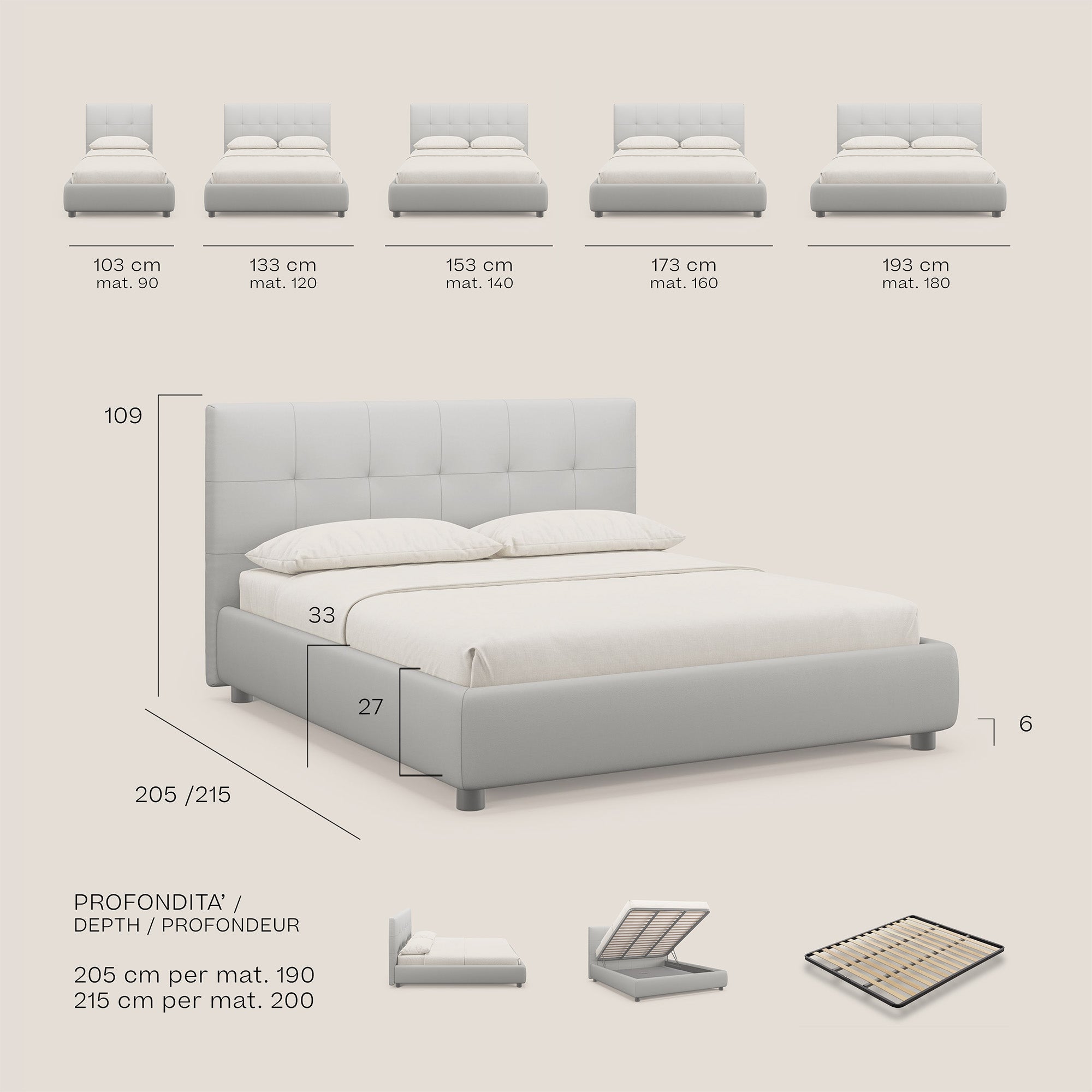 Minato letto imbottito contenitore con testata trapuntata in ecopelle impermeabile T04 verde - divani.store