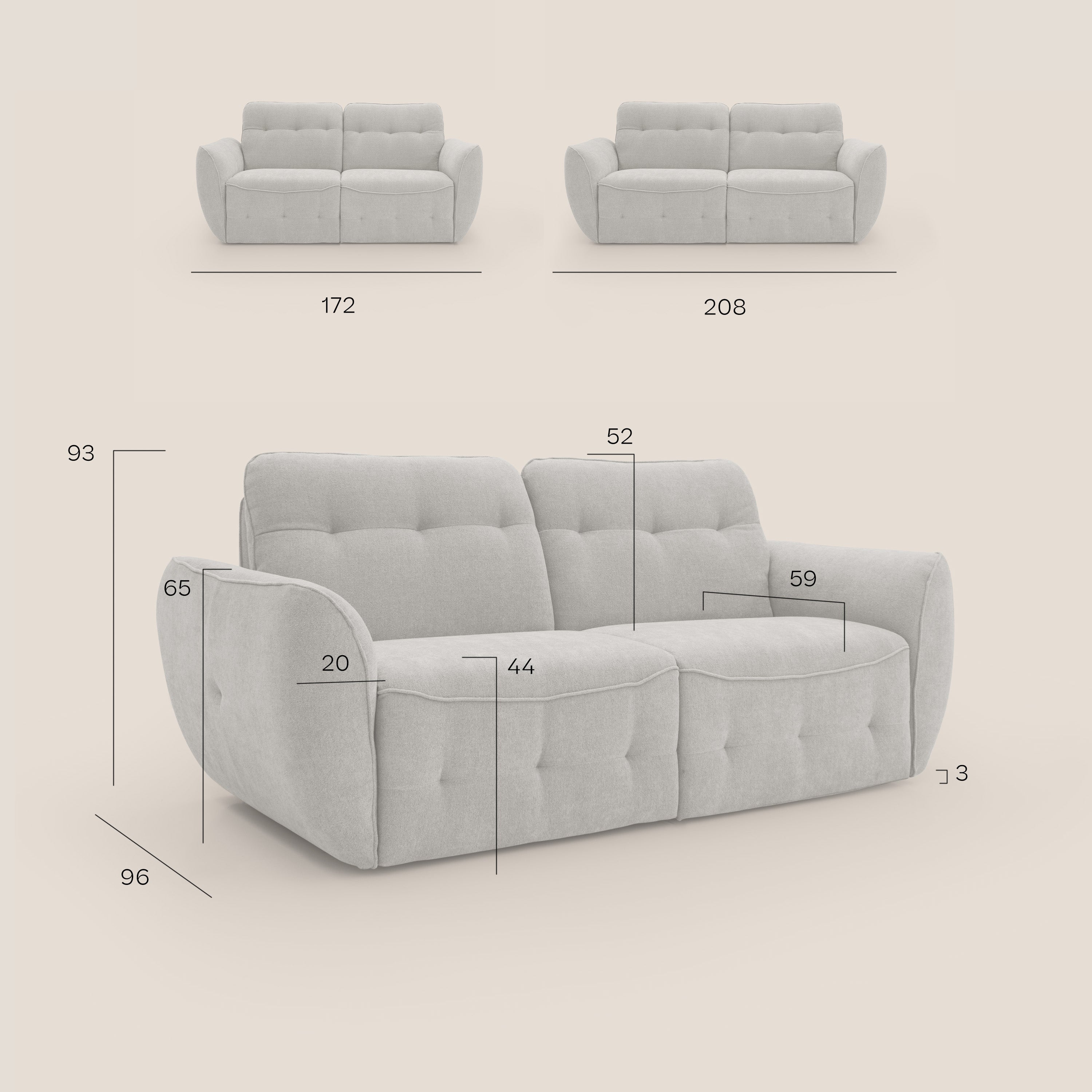 Cerbero divano 2 e 3 posti in morbido bouclé impermeabile T07 rosso - divani.store