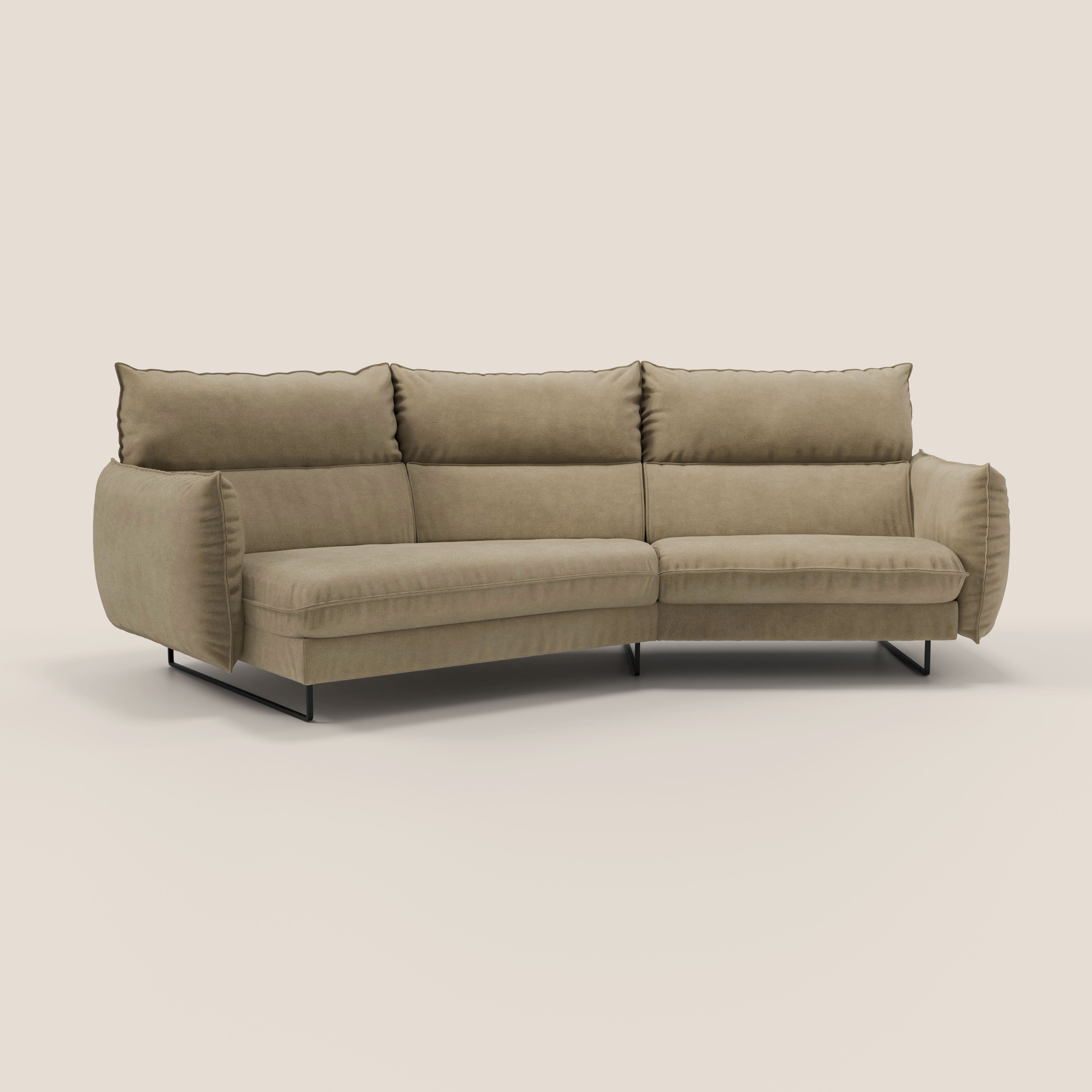 Monamour divano moderno angolare con opzione relax elettrico in microfibra smacchiabile impermeabile T11 beige - divani.store