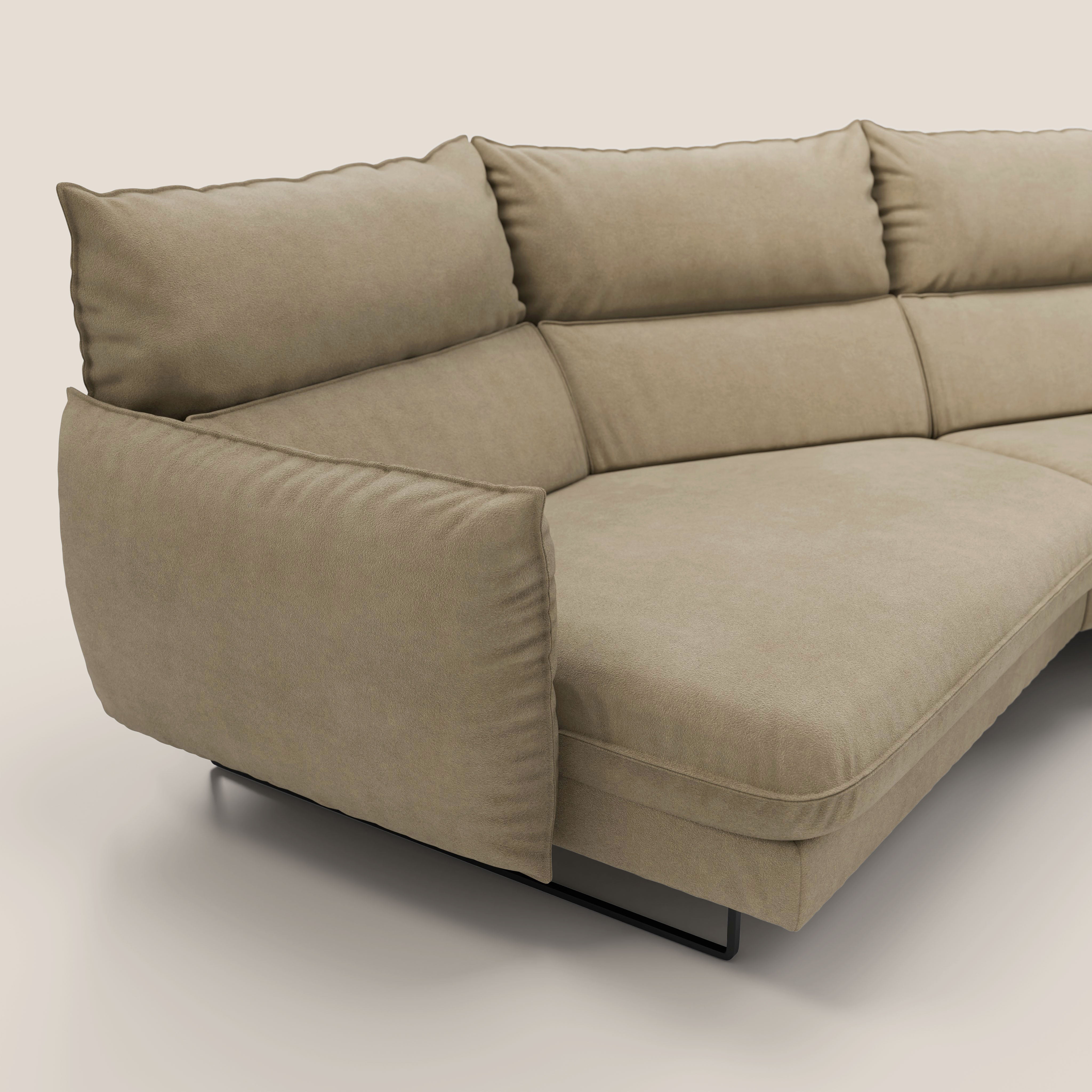 Monamour divano moderno angolare con opzione relax elettrico in microfibra smacchiabile impermeabile T11 beige - divani.store