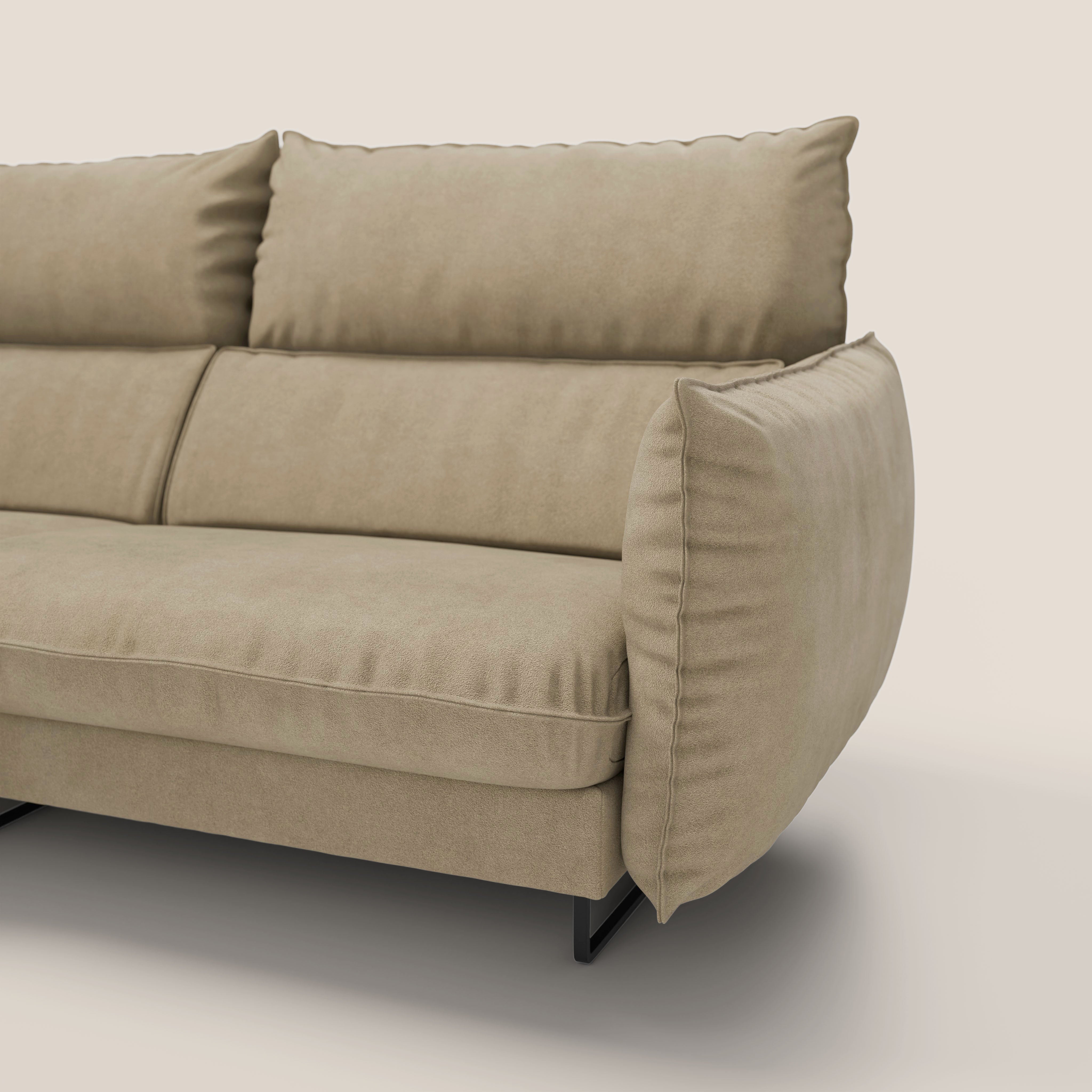 Monamour divano moderno angolare con opzione relax elettrico in microfibra smacchiabile impermeabile T11 beige - divani.store